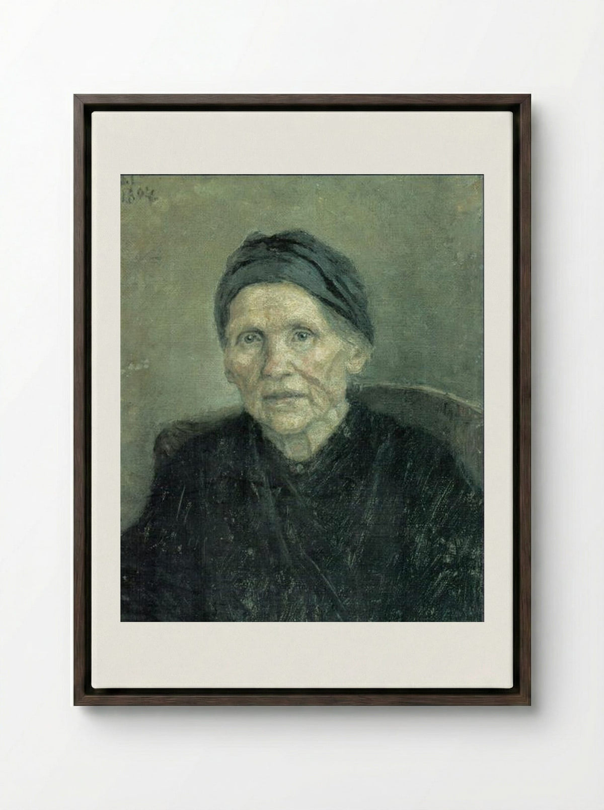Portrait of the Artist's Mother - Vasily Surikov - Framed Canvas Dark Wood