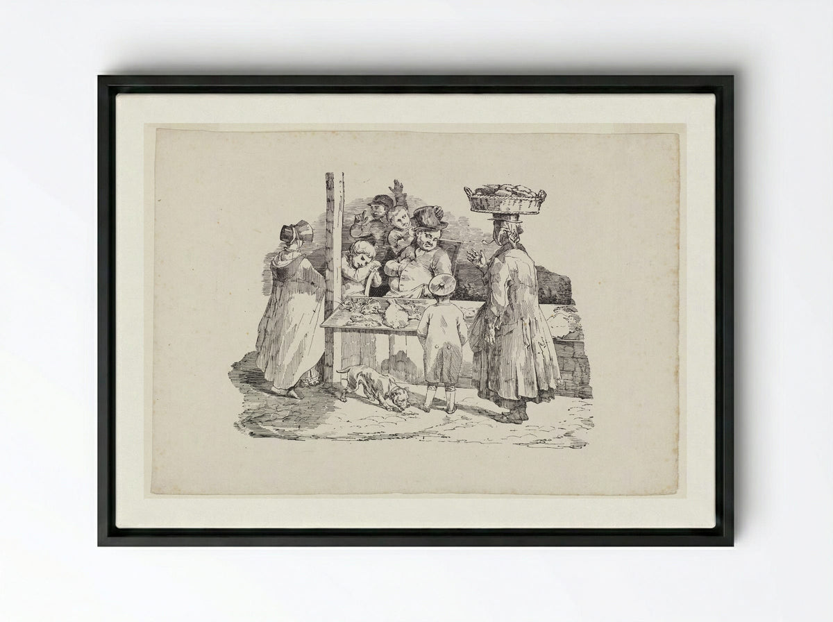 The Sleeping Fishmonger - Théodore Géricault - Framed Canvas Black