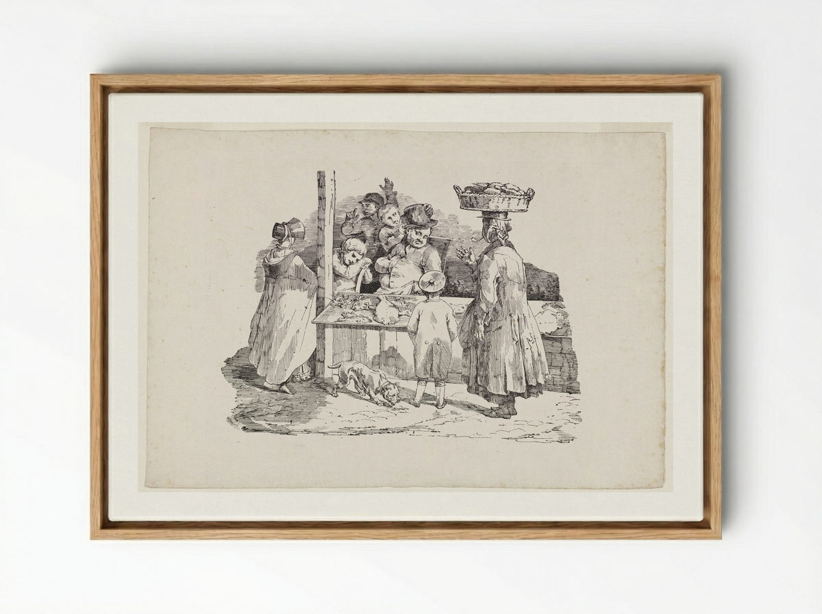 The Sleeping Fishmonger - Théodore Géricault - Framed Canvas Wood