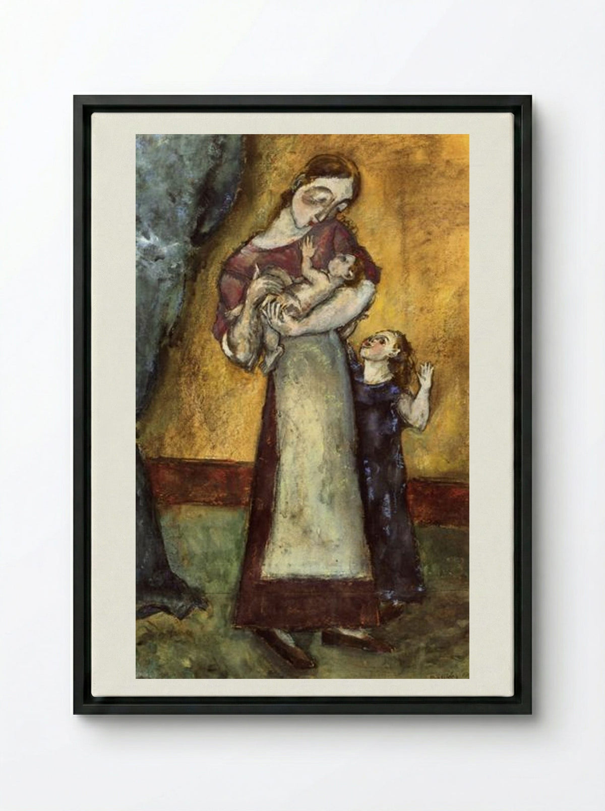 Mother and Children - Max Weber - Framed Canvas Black