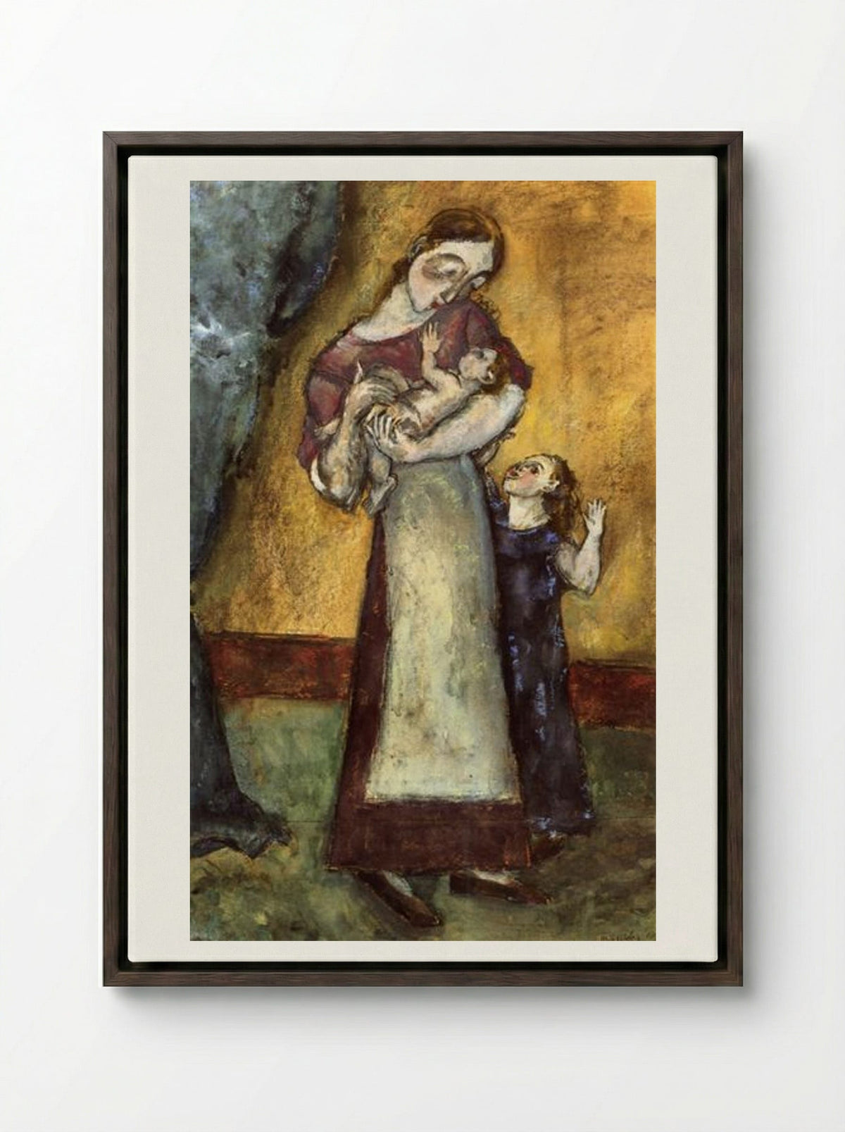 Mother and Children - Max Weber - Framed Canvas Dark Wood