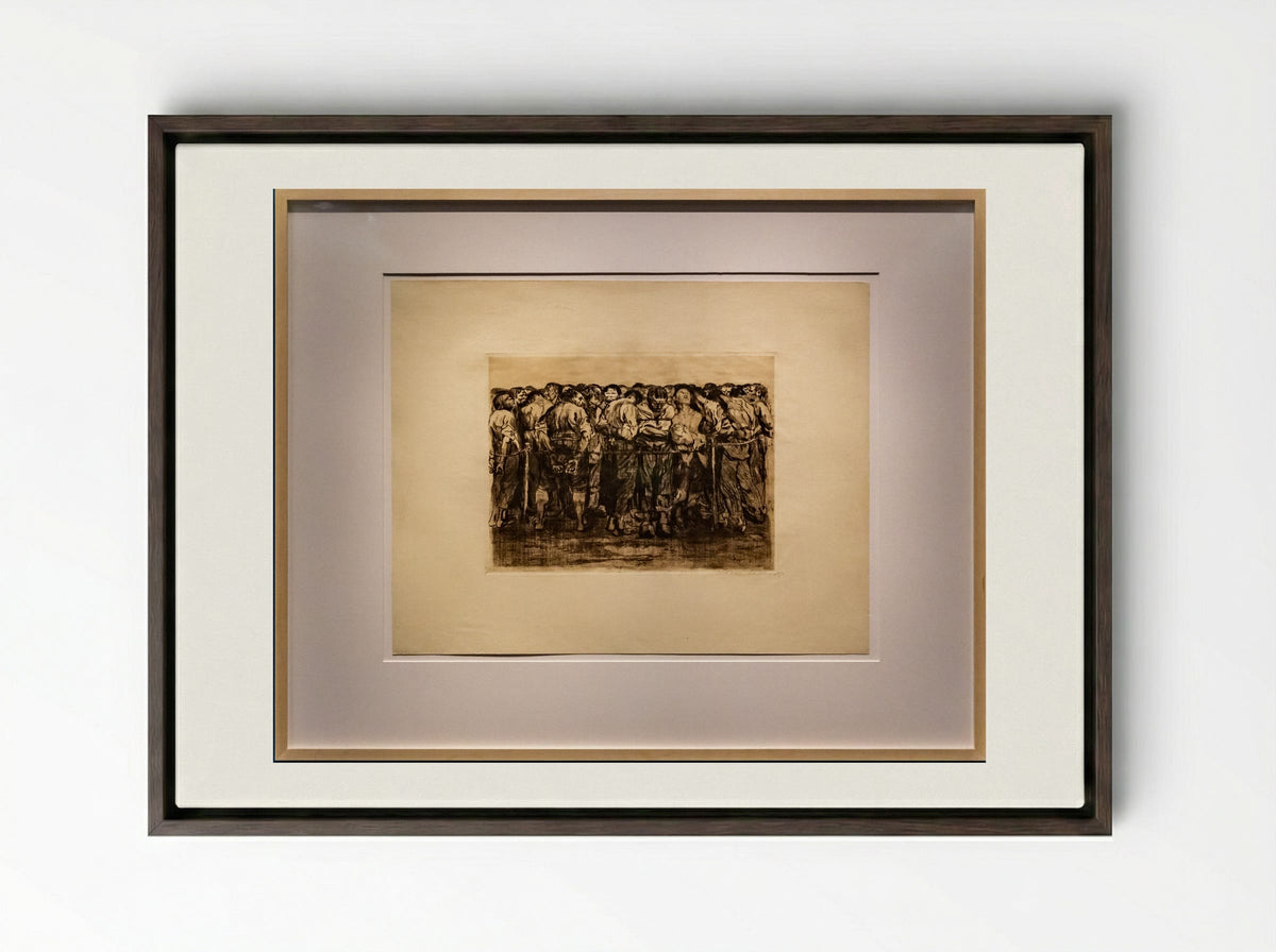 The Prisoners - Käthe Kollwitz - Framed Canvas Dark Wood