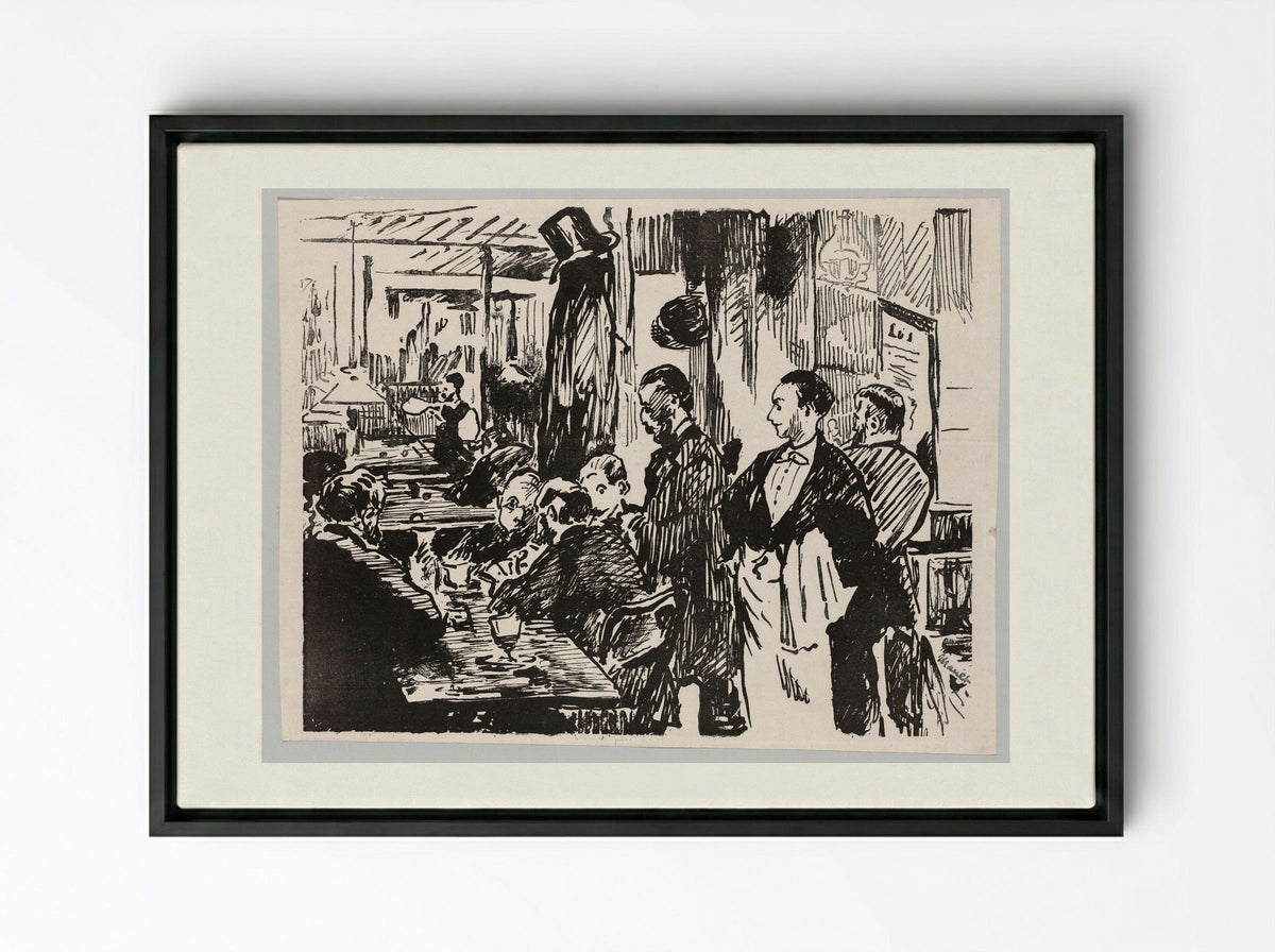 At the Café - Édouard Manet - Framed Canvas Black