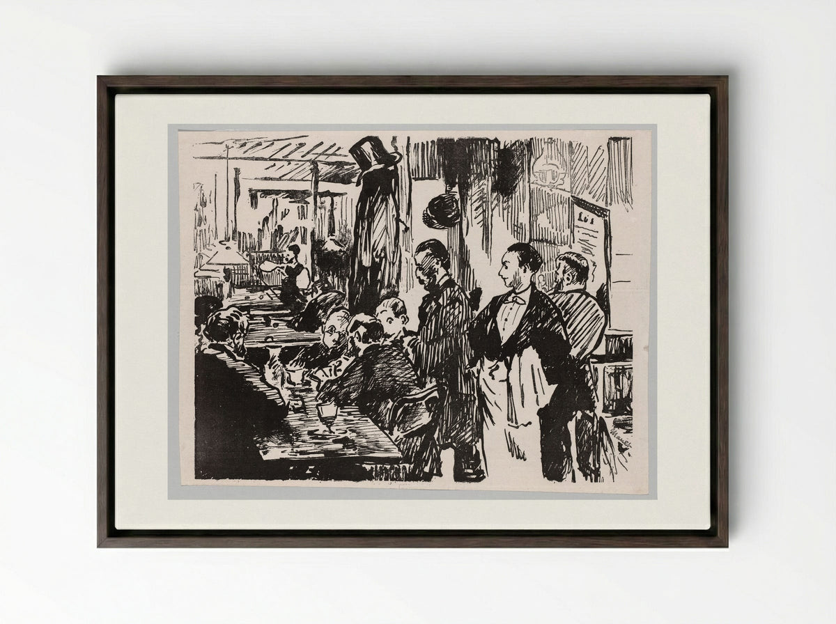 At the Café - Édouard Manet - Framed Canvas Dark Wood