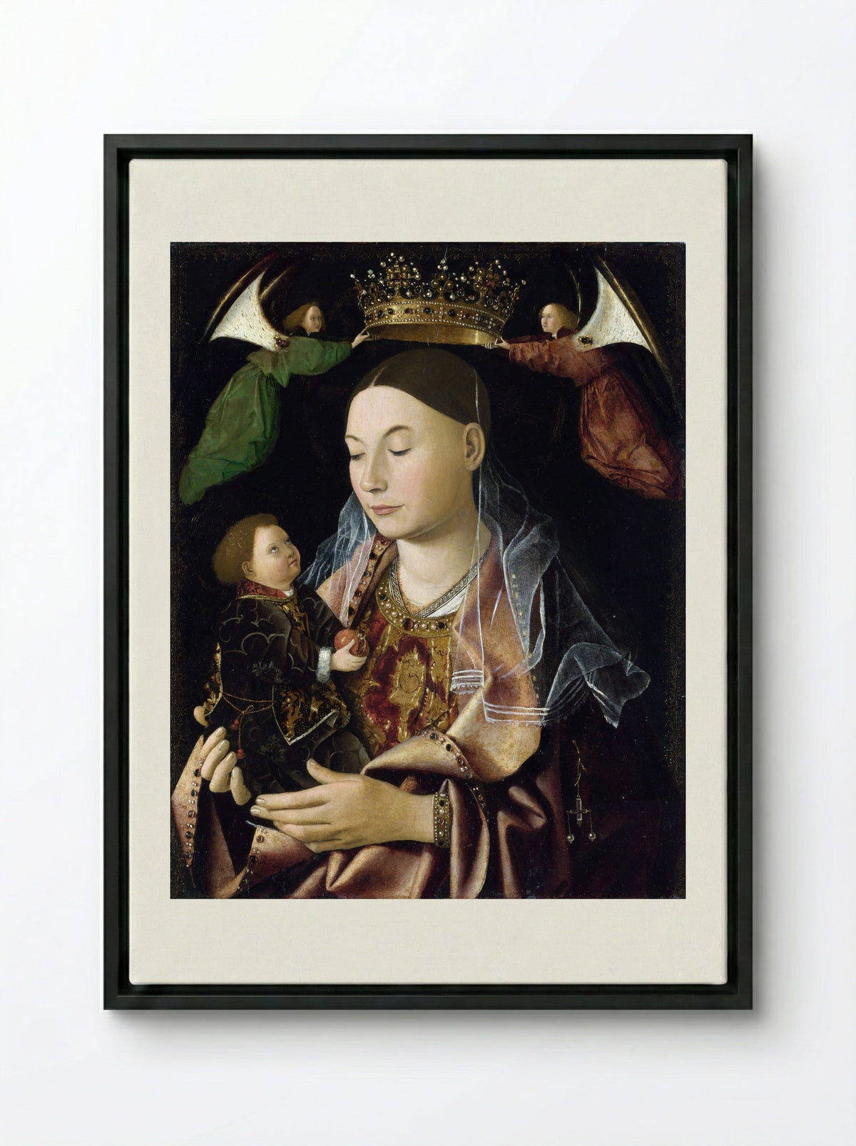 Madonna and Child (Salting Madonna) - Antonello da Messina - Framed Canvas Black