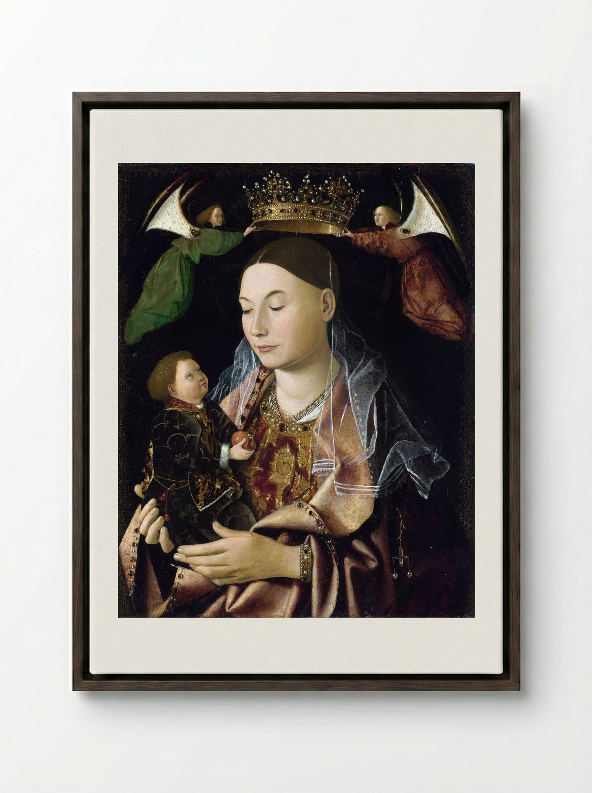 Madonna and Child (Salting Madonna) - Antonello da Messina - Framed Canvas Dark Wood