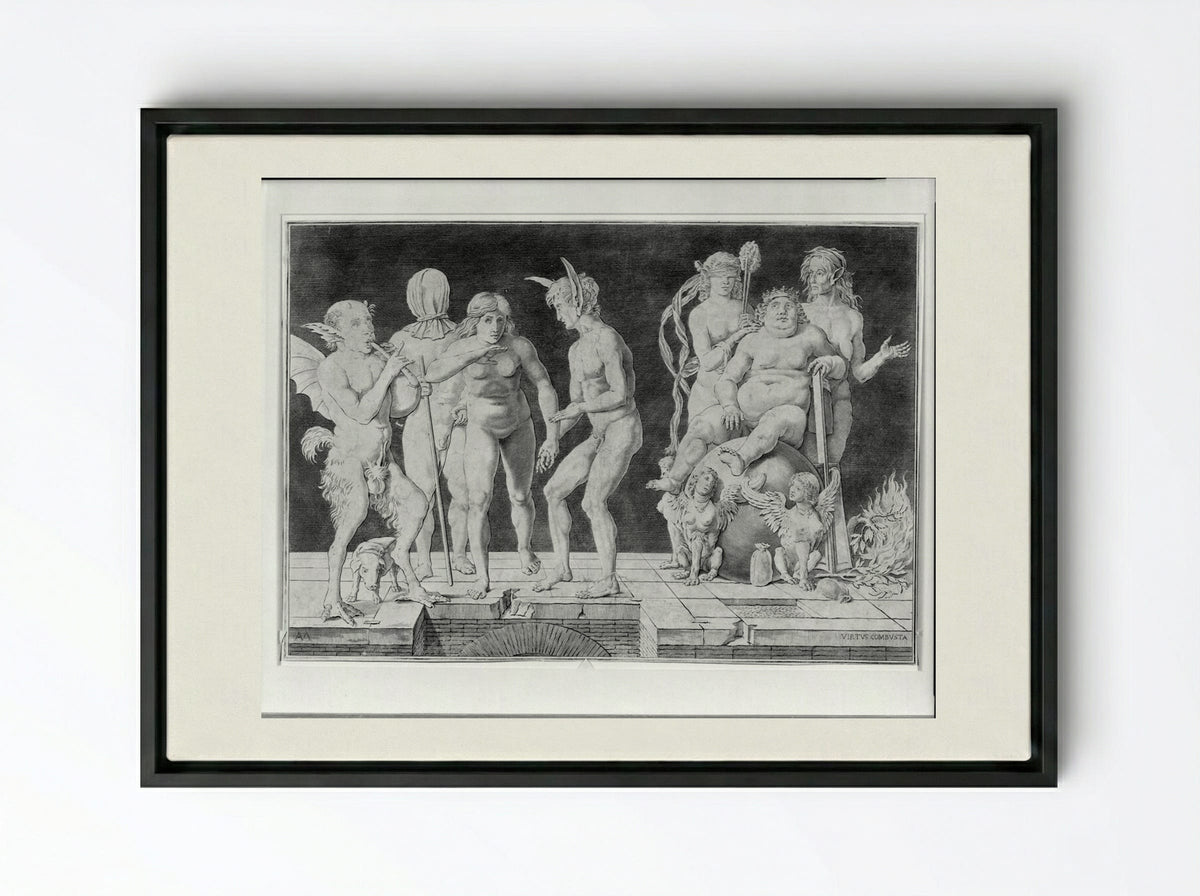 Virtue Combusta - Andrea Mantegna - Framed Canvas Black
