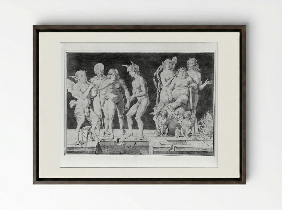 Virtue Combusta - Andrea Mantegna - Framed Canvas Dark Wood