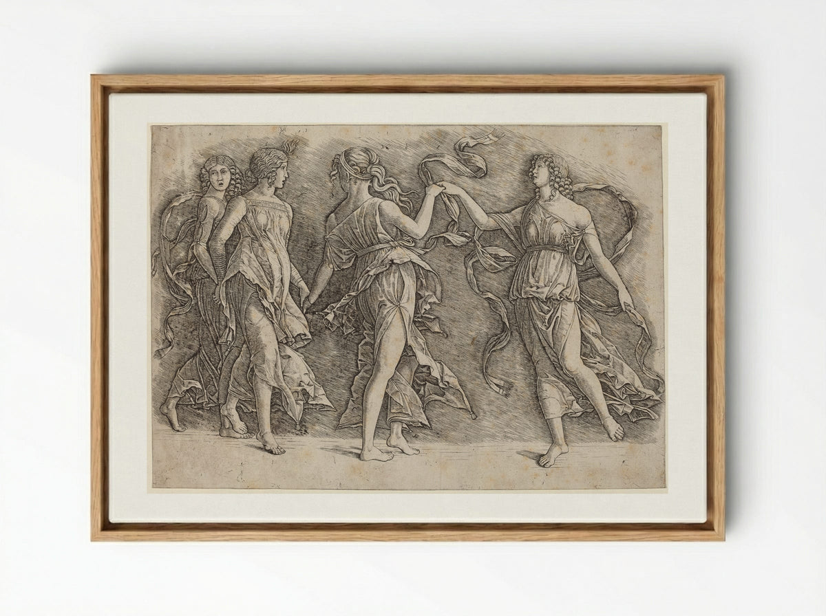 Four Women Dancing - Andrea Mantegna - Framed Canvas Wood