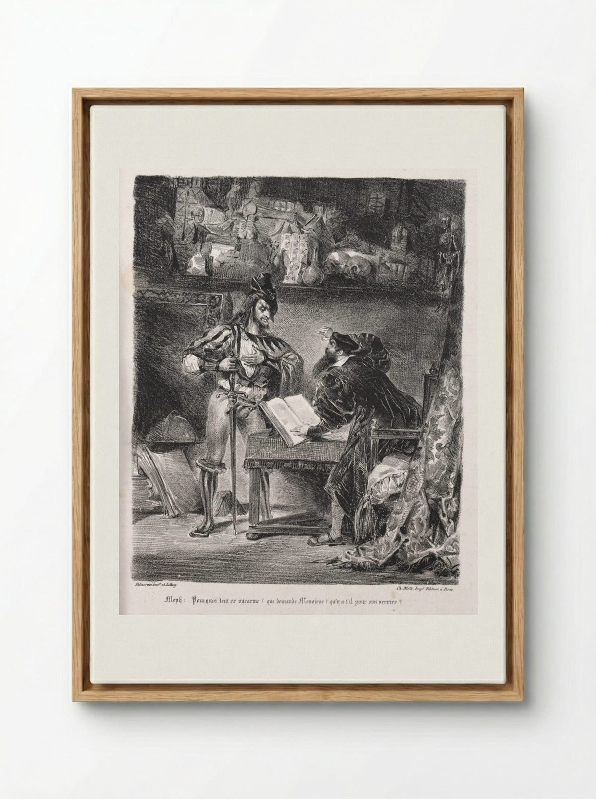 Méphistophélés visits Faust - Eugène Delacroix - Framed Canvas Wood