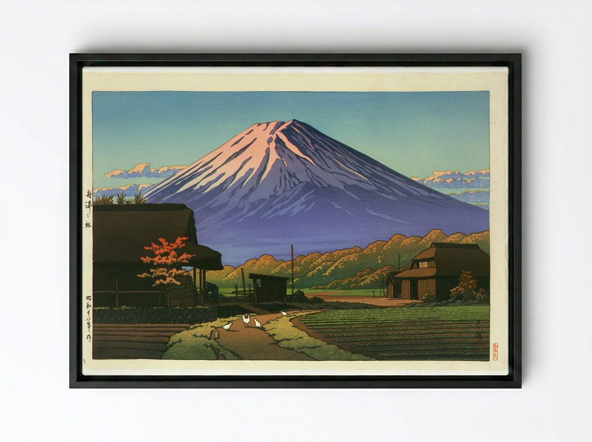 Autumn at Funatsu, Near Lake Kawaguchi - Hasui Kawase - Framed Canvas Black