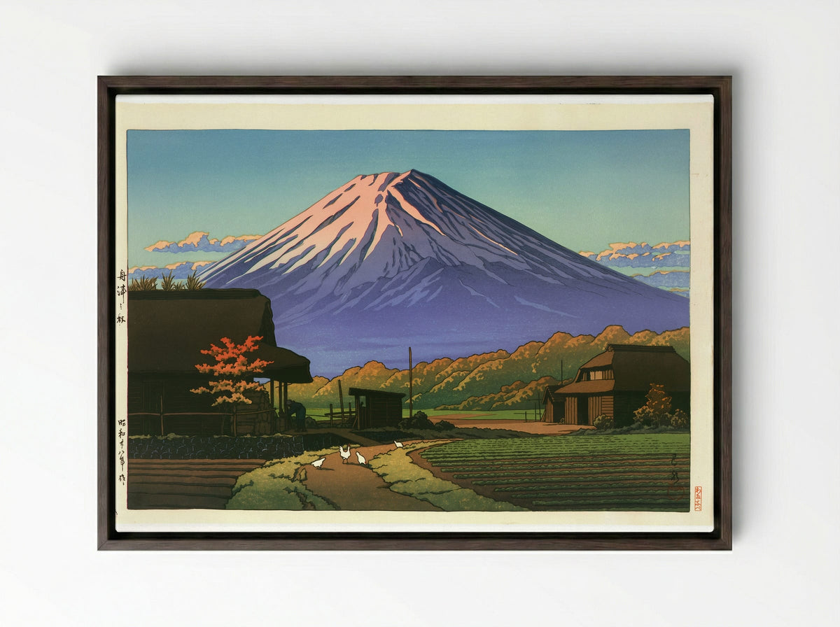 Autumn at Funatsu, Near Lake Kawaguchi - Hasui Kawase - Framed Canvas Dark Wood