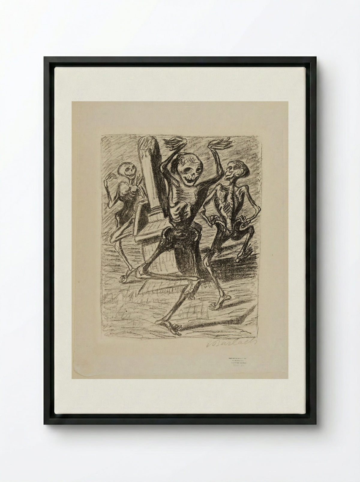 The Dance of the Dead 2: Three Dancing Skeletons - Ernst Barlach - Framed Canvas Black