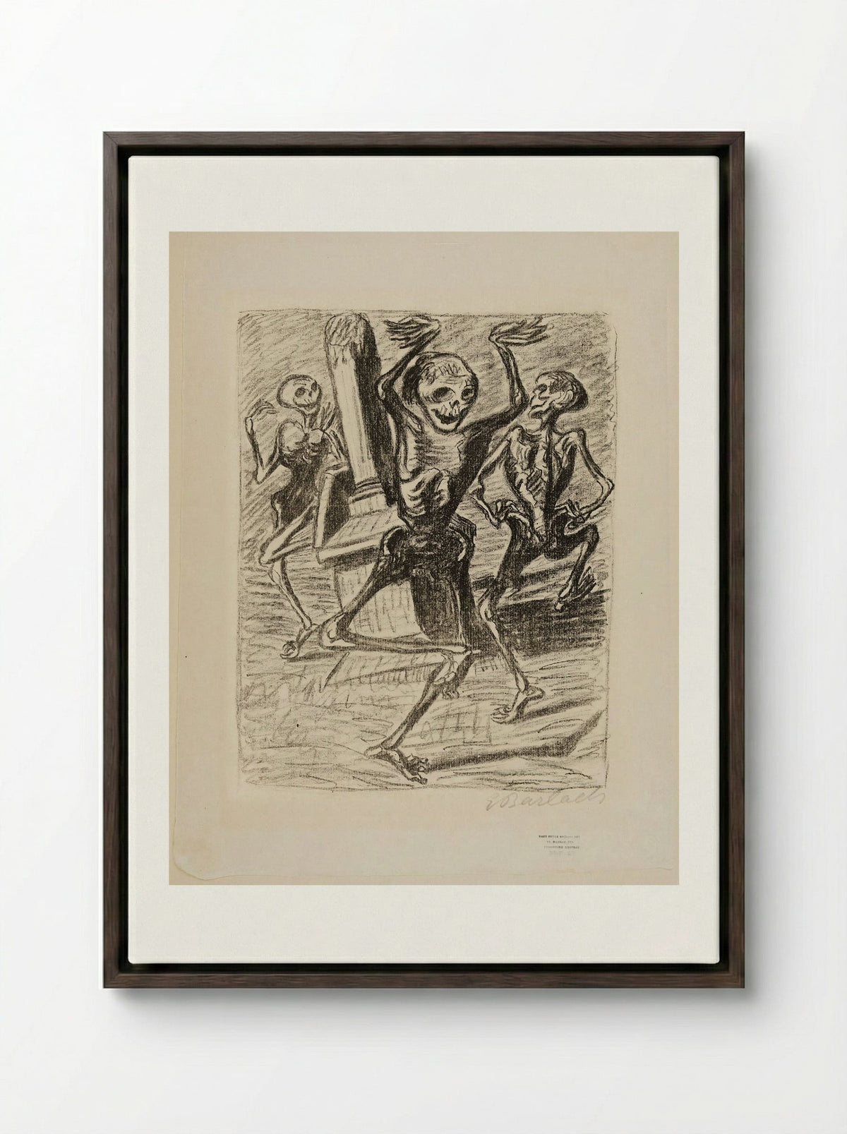 The Dance of the Dead 2: Three Dancing Skeletons - Ernst Barlach - Framed Canvas Dark Wood