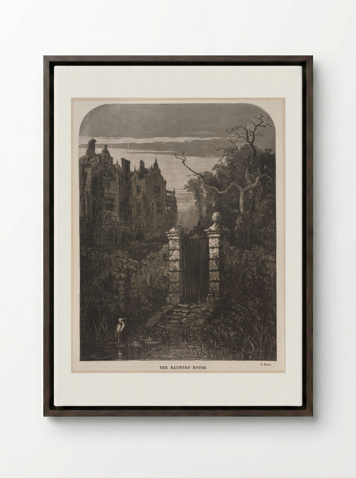 The Haunted House - William James Linton - Framed Canvas Dark Wood
