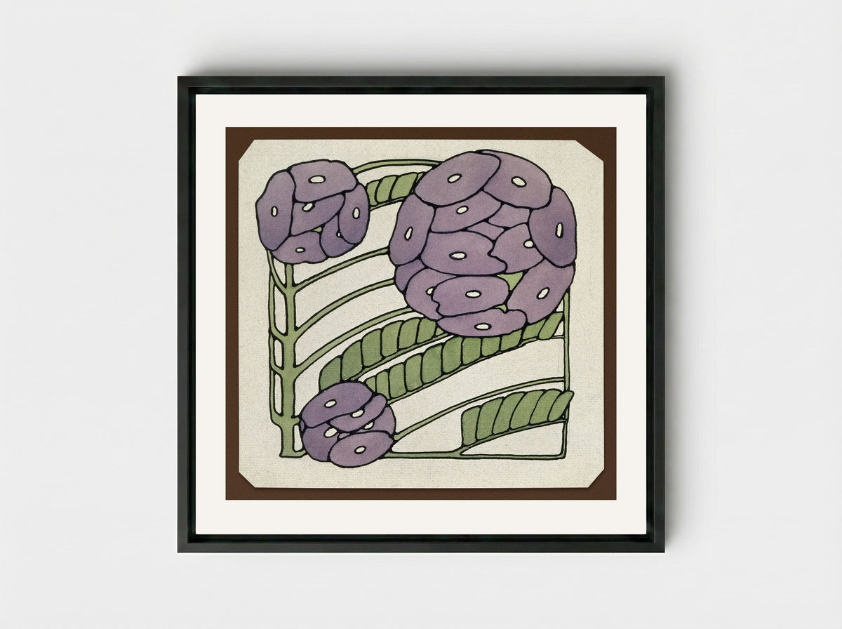 Purple Stylized (1915) - Hannah Borger Overbeck - Framed Canvas Black