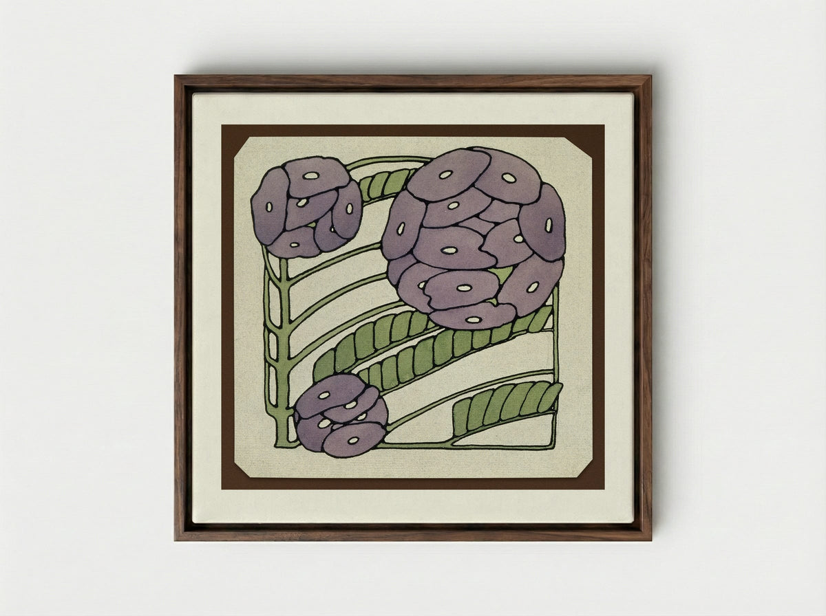 Purple Stylized (1915) - Hannah Borger Overbeck - Framed Canvas Dark Wood