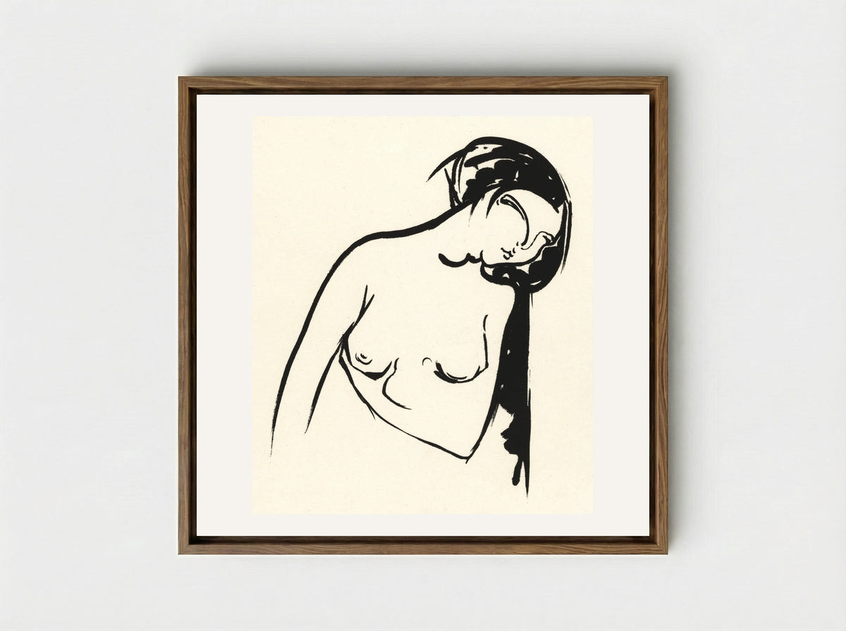 Naakte vrouw die haar borst aanraakt (Nude Woman Touching Her Breast) - Henri Jonas - Framed Canvas Wood