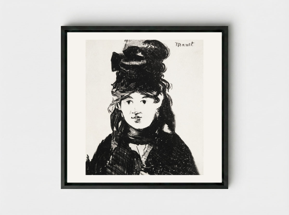 Berthe Morisot in Black - Édouard Manet - Framed Canvas Black