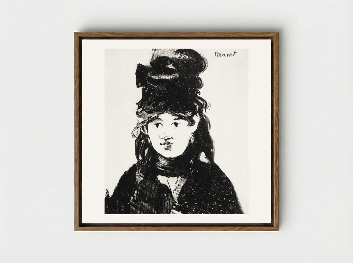 Berthe Morisot in Black - Édouard Manet - Framed Canvas Wood