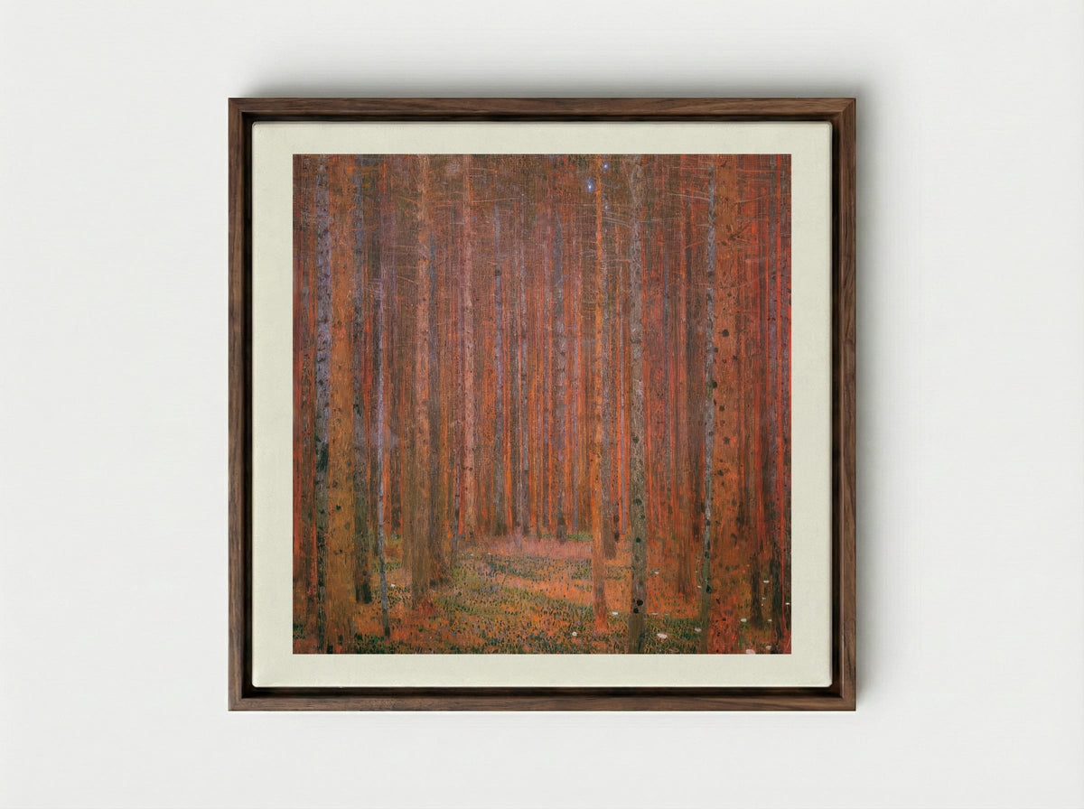 Fir Forest by Henri Rousseau – Dreamlike Woodland Landscape Art Print - Framed Canvas Dark Wood