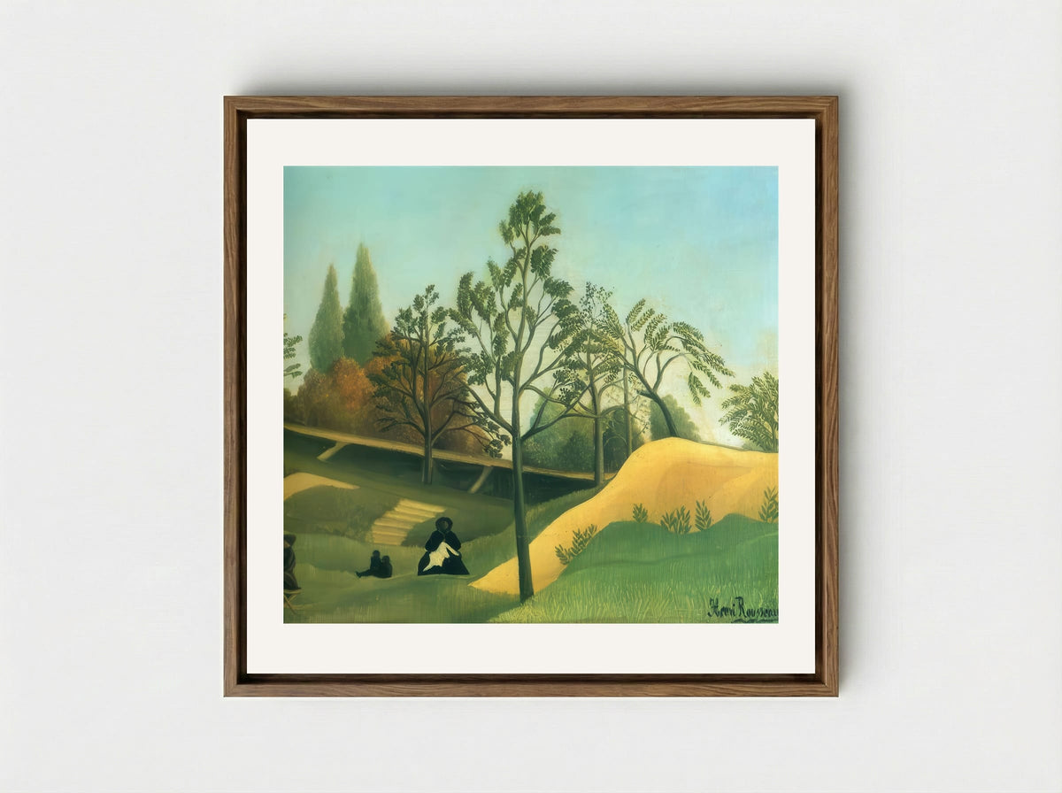 View of the Fortifications by Henri Rousseau – Naïve Art Urban Landscape Print - Framed Canvas Wood