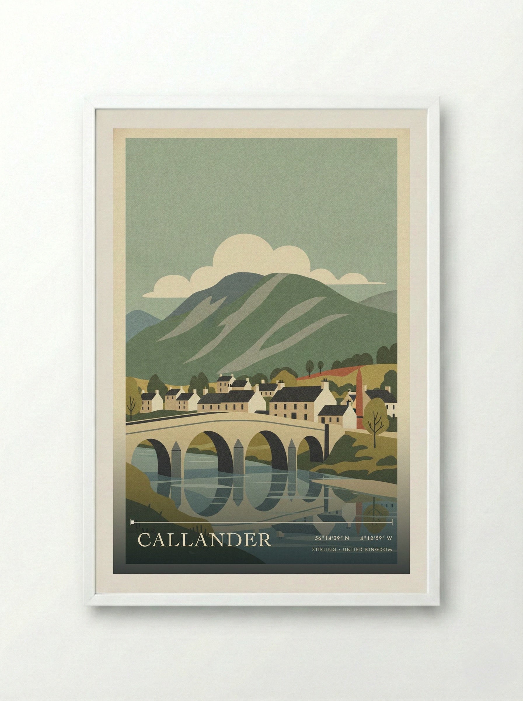 Callander Stirling United Kingdom Travel Poster - Framed Print White