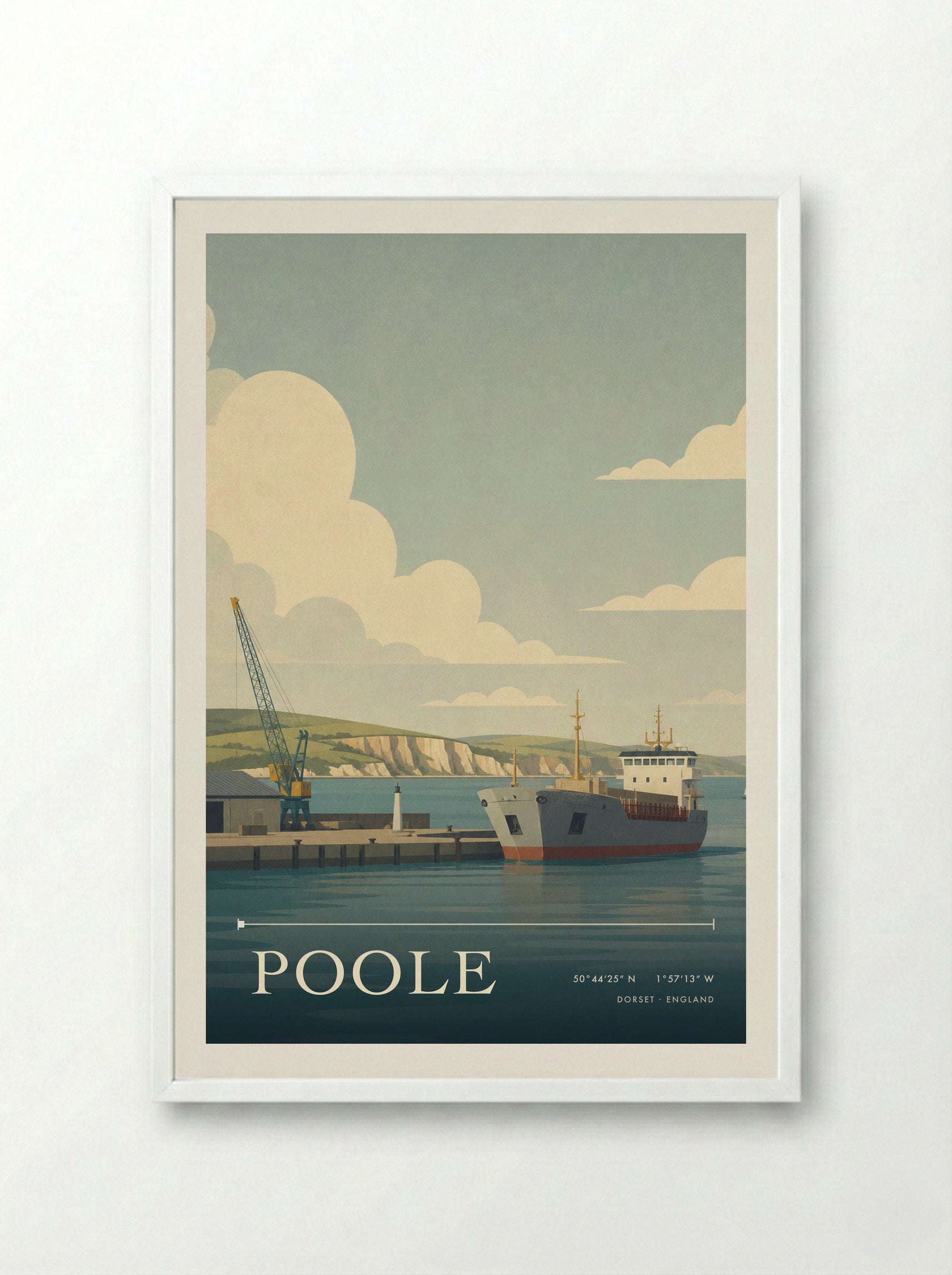 Poole Dorset England Travel Poster - Framed Print White