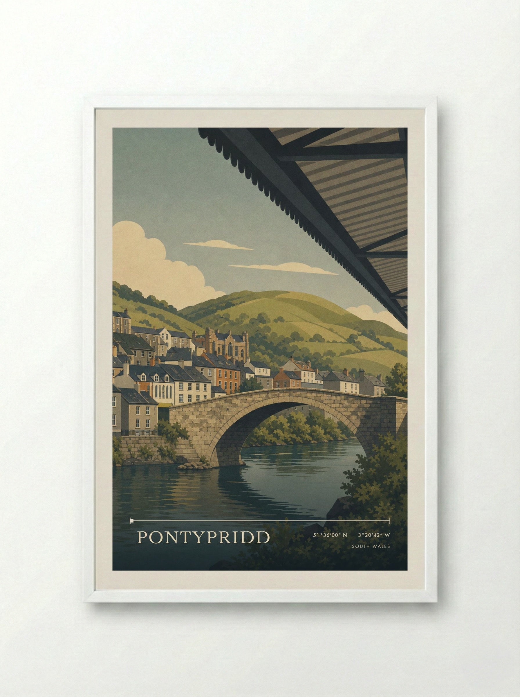 Pontypridd South Wales Wales Travel Poster - Framed Print White