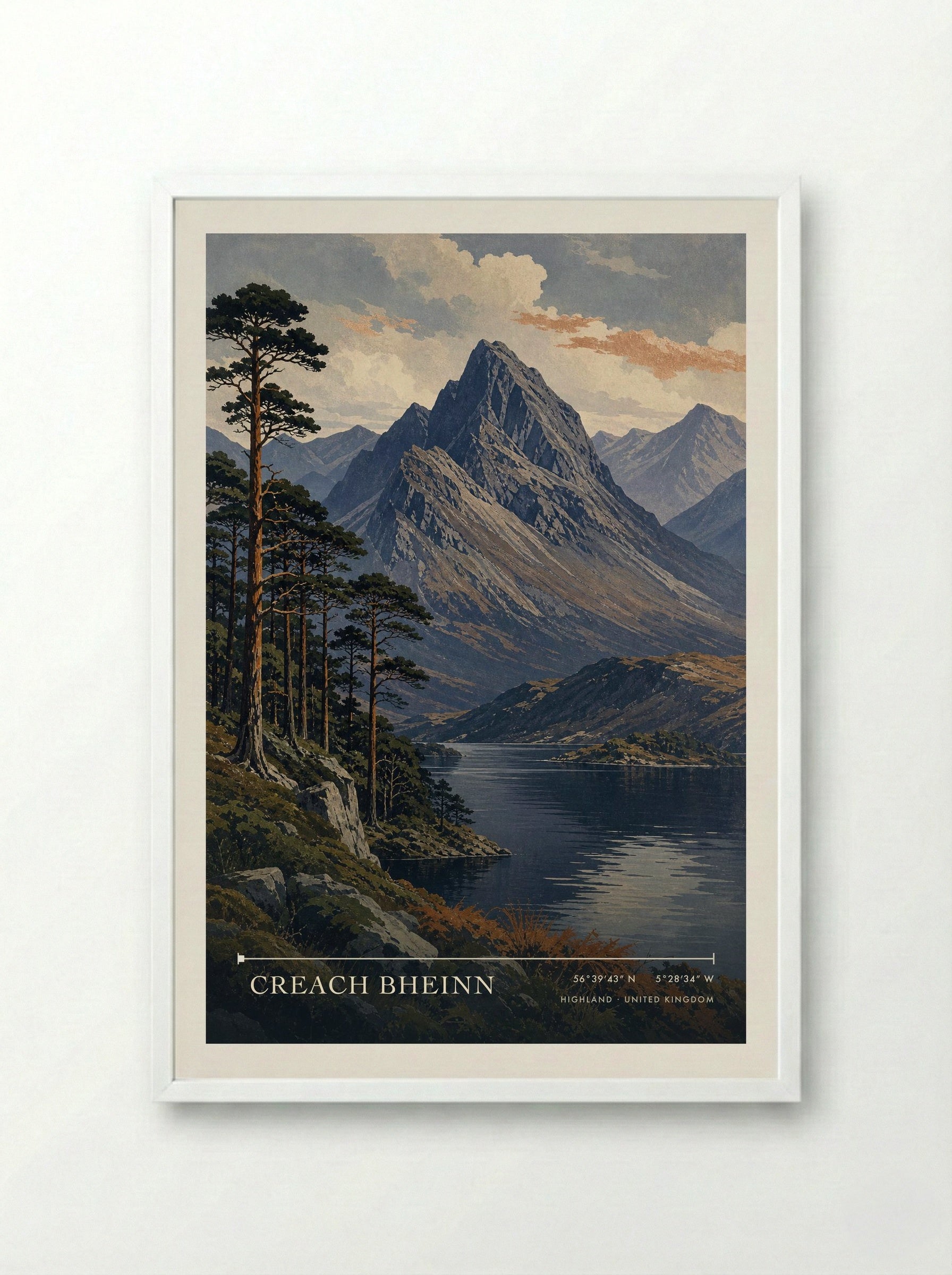 Creach Bheinn Highland United Kingdom Travel Poster - Framed Print White