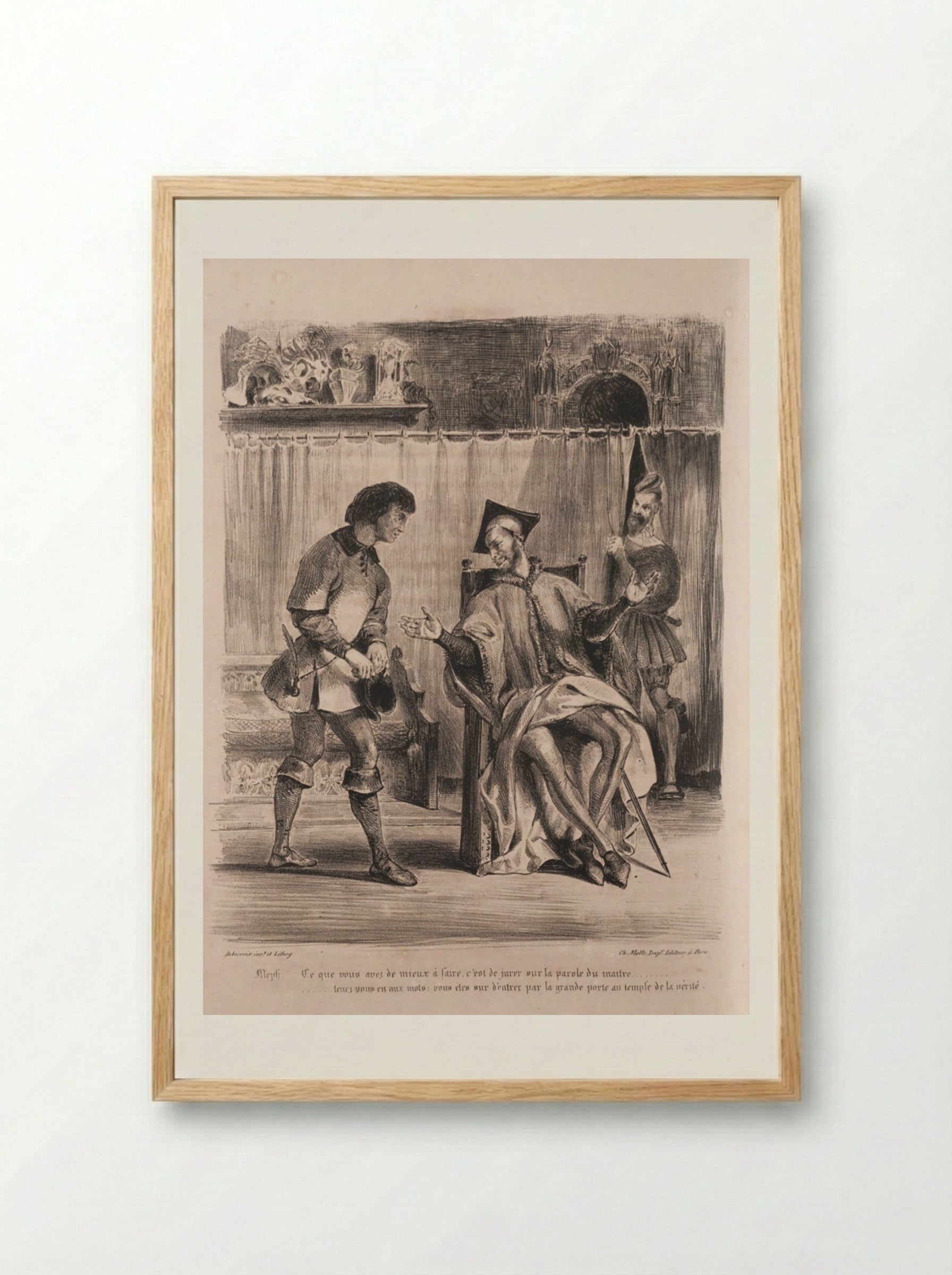 Méphistophélès receives the student - Eugène Delacroix - Framed Print Wood