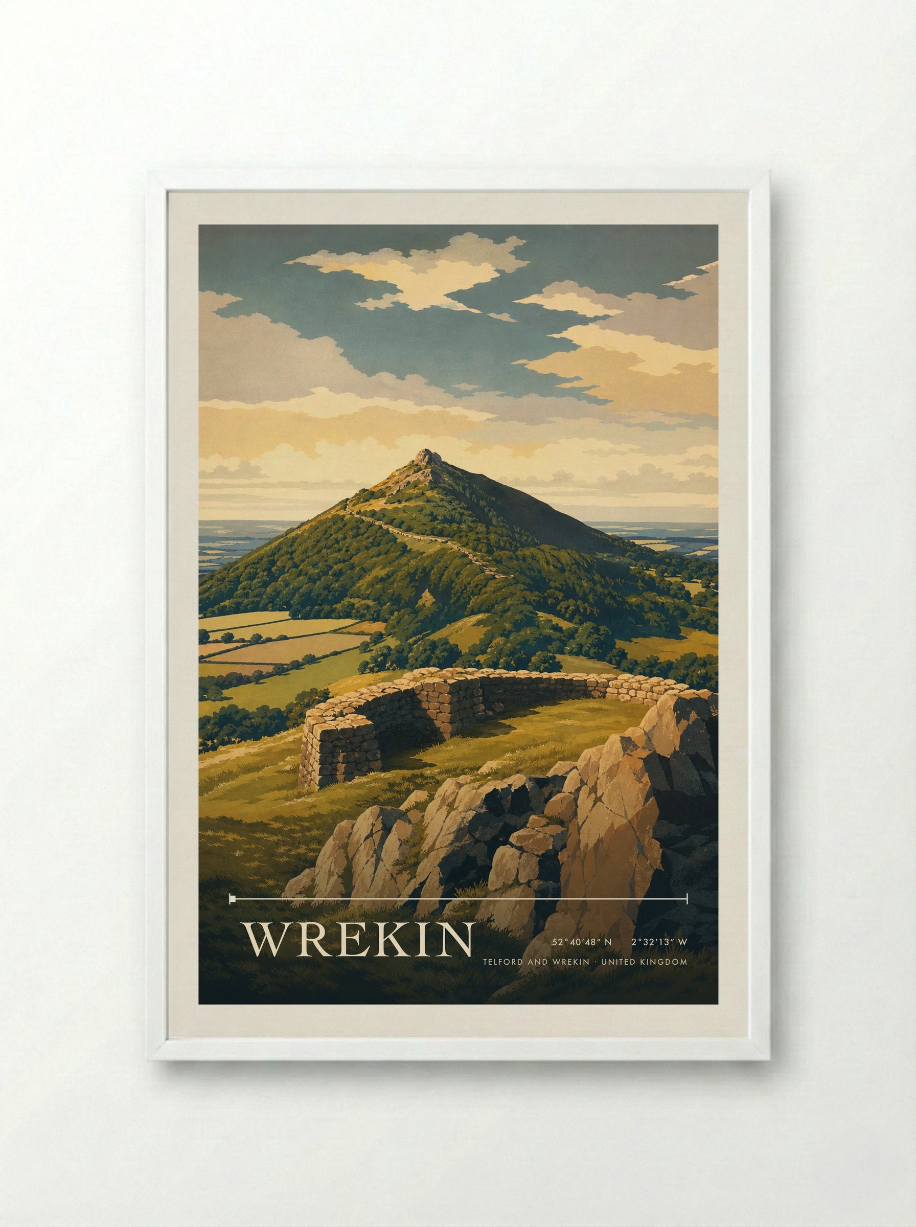 Wrekin Telford and Wrekin United Kingdom Travel Poster - Framed Print White