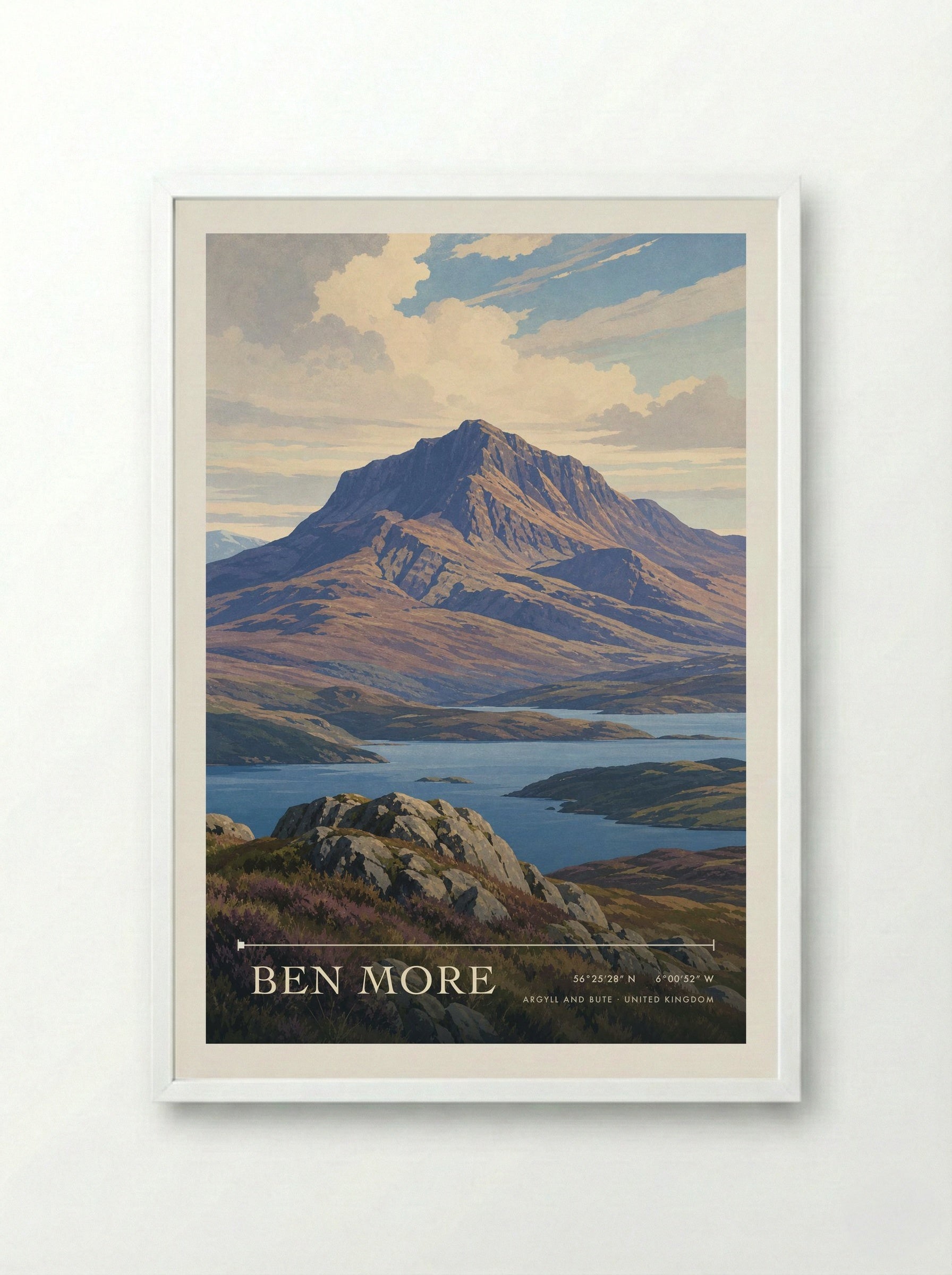 Ben More Argyll and Bute United Kingdom Travel Poster - Framed Print White