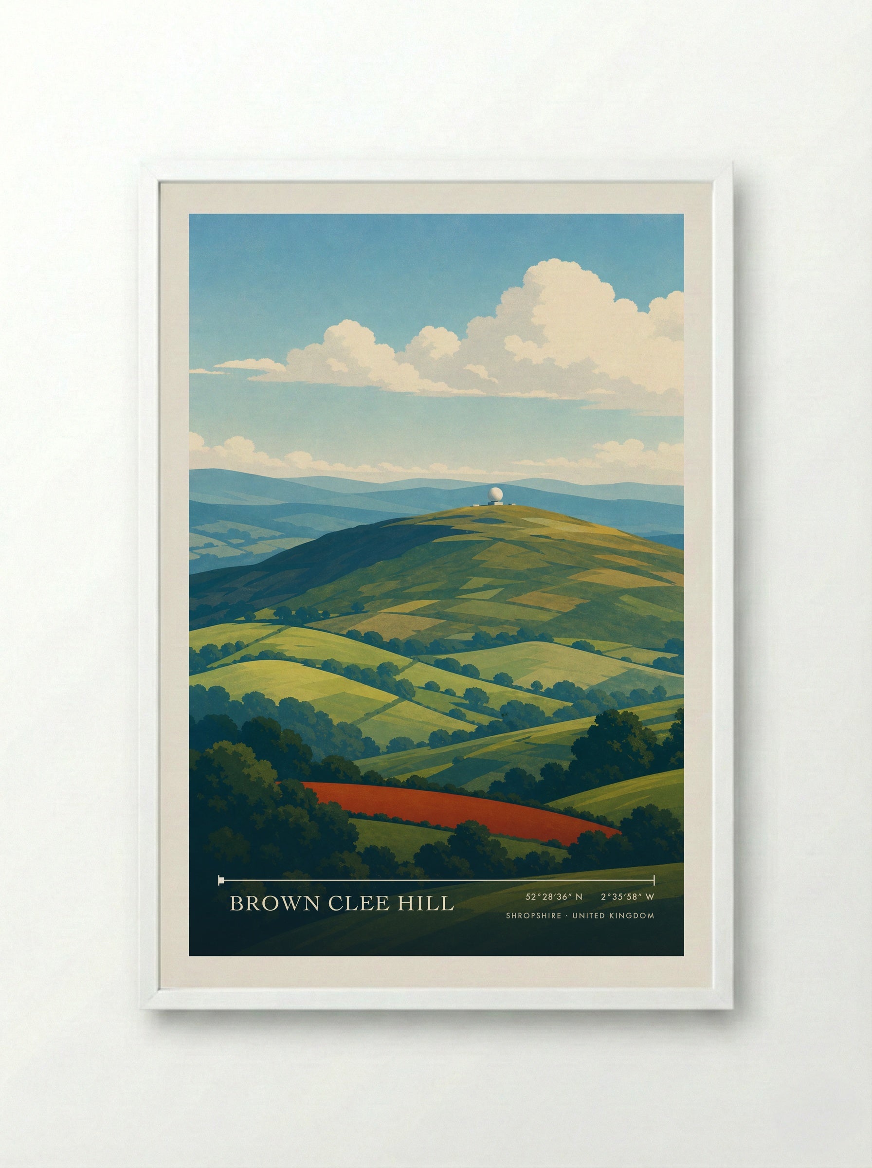 Brown Clee Hill Shropshire United Kingdom Travel Poster - Framed Print White