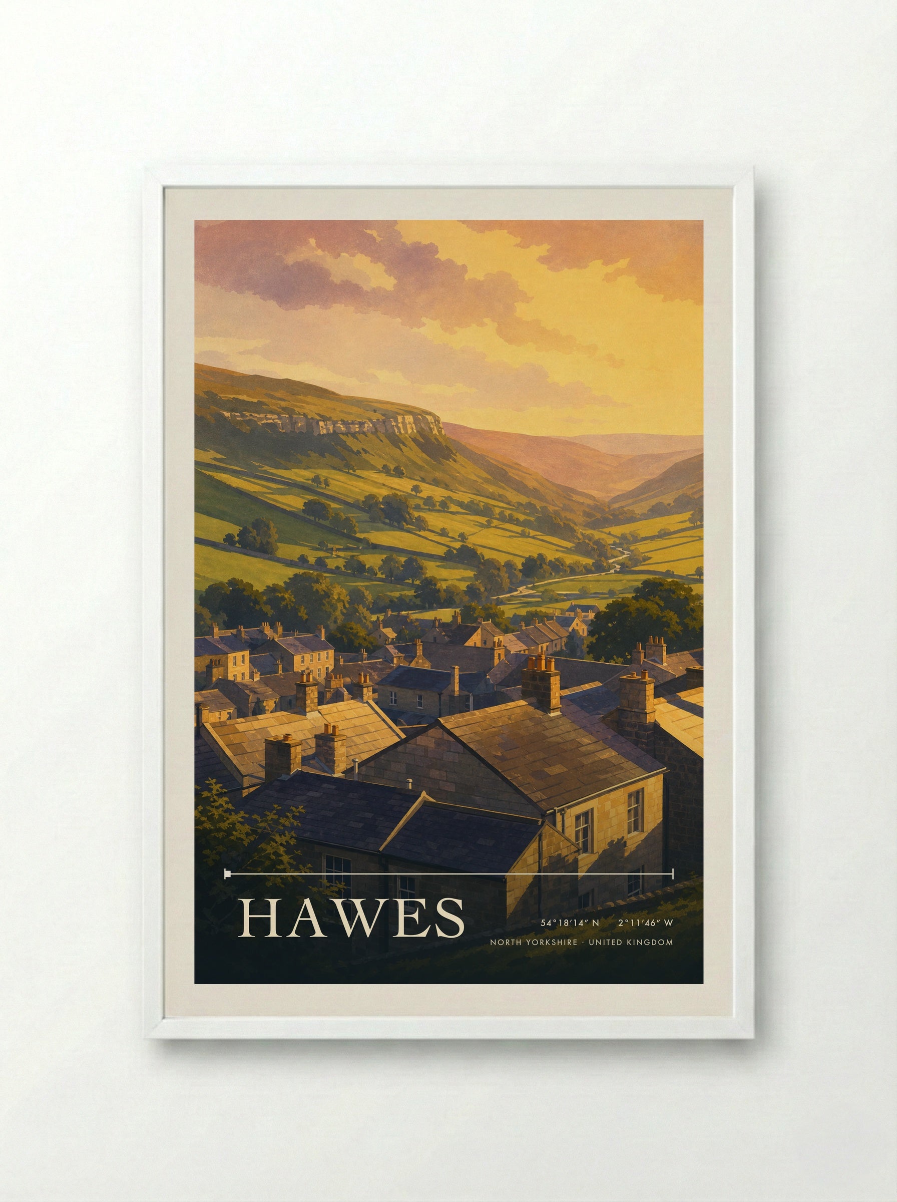 Hawes North Yorkshire United Kingdom Travel Poster - Framed Print White