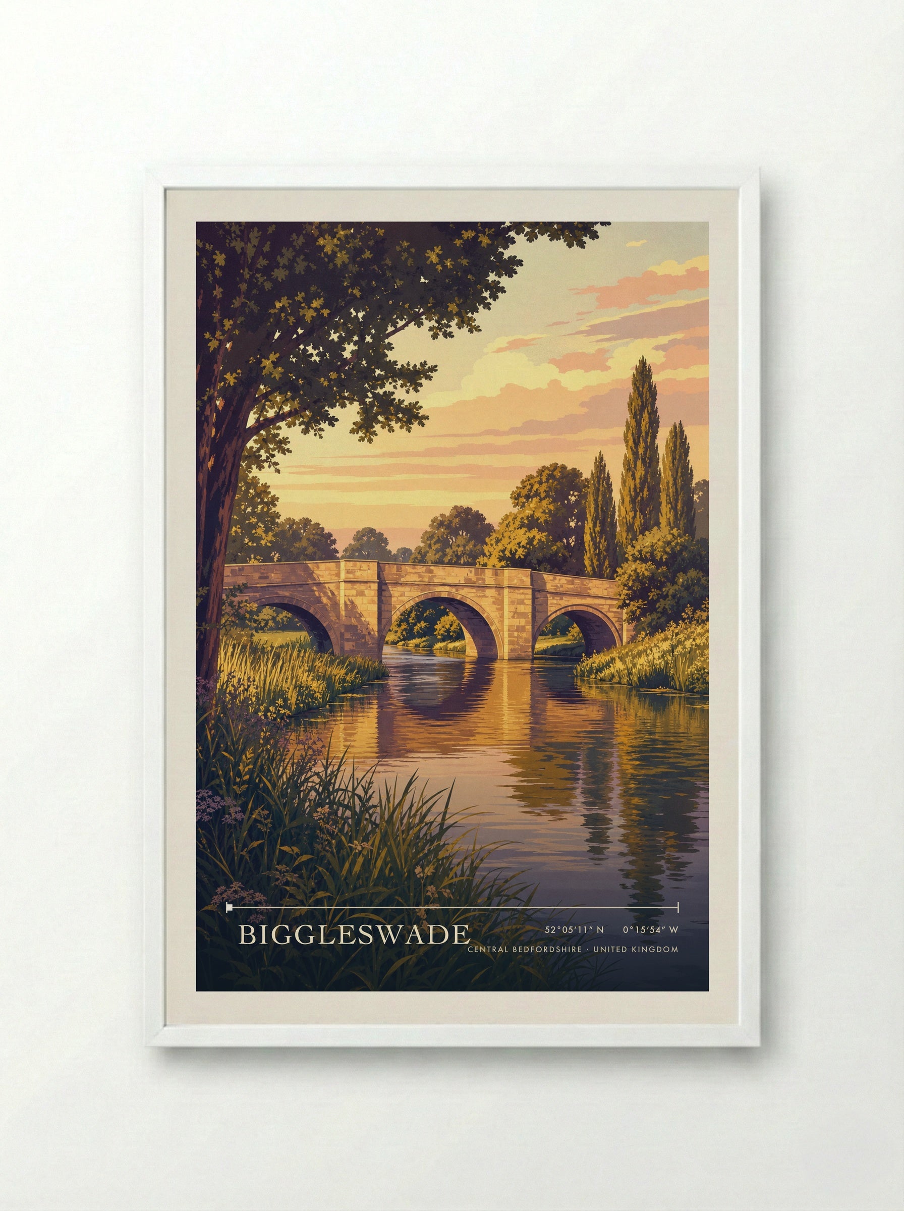 Biggleswade Central Bedfordshire United Kingdom Travel Poster - Framed Print White