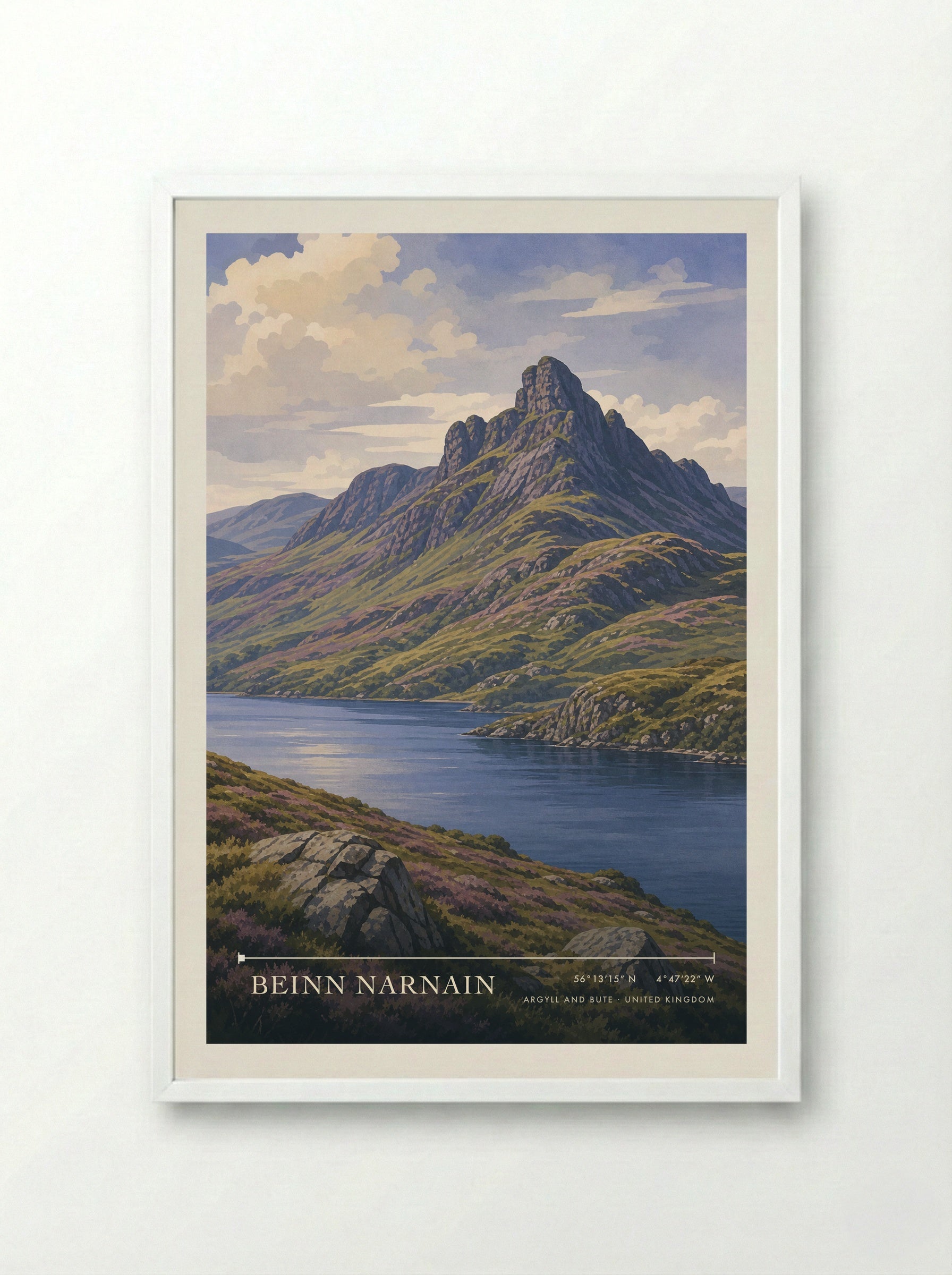 Beinn Narnain Argyll and Bute United Kingdom Travel Poster - Framed Print White