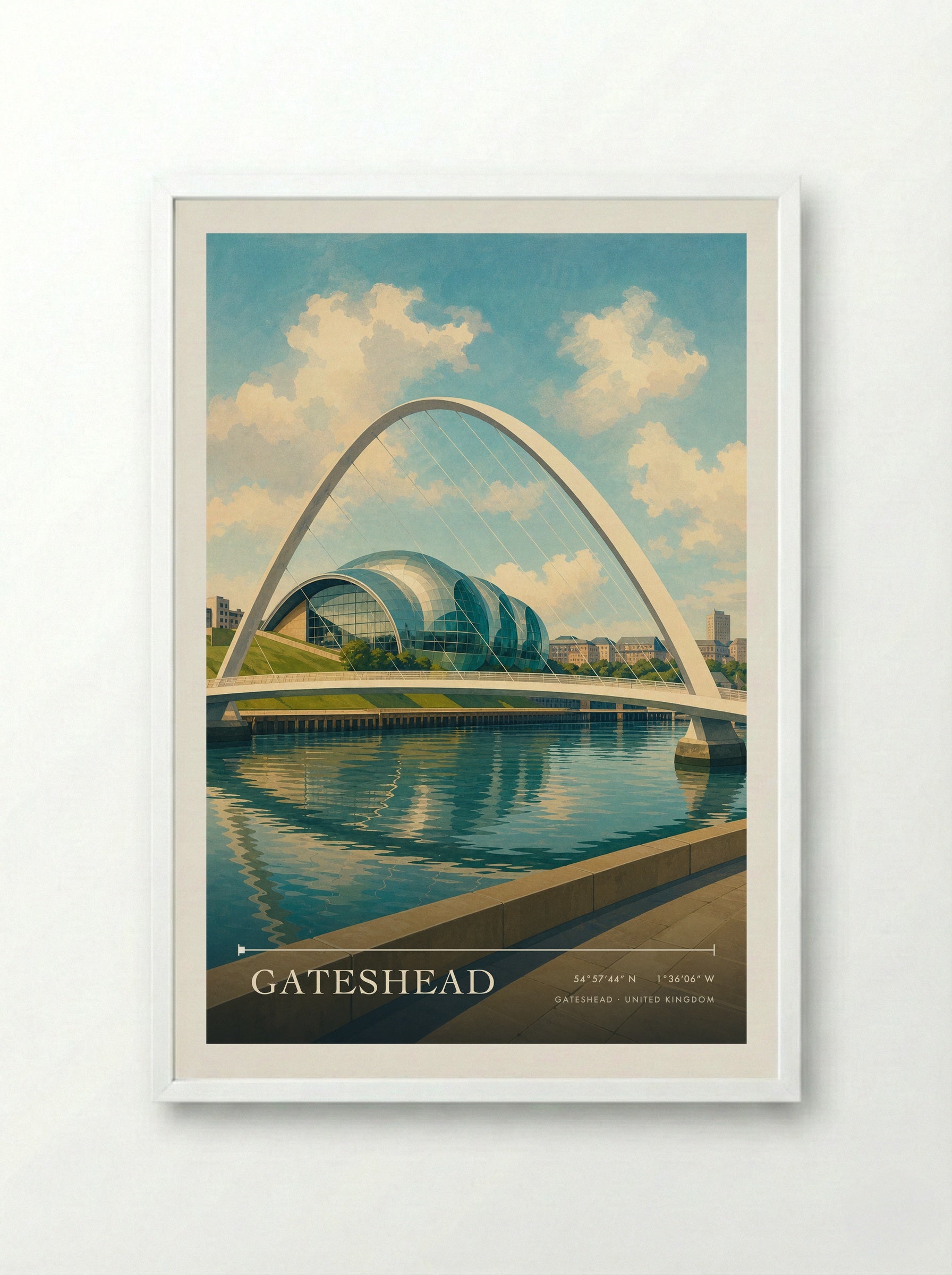 Gateshead United Kingdom Travel Poster - Framed Print White