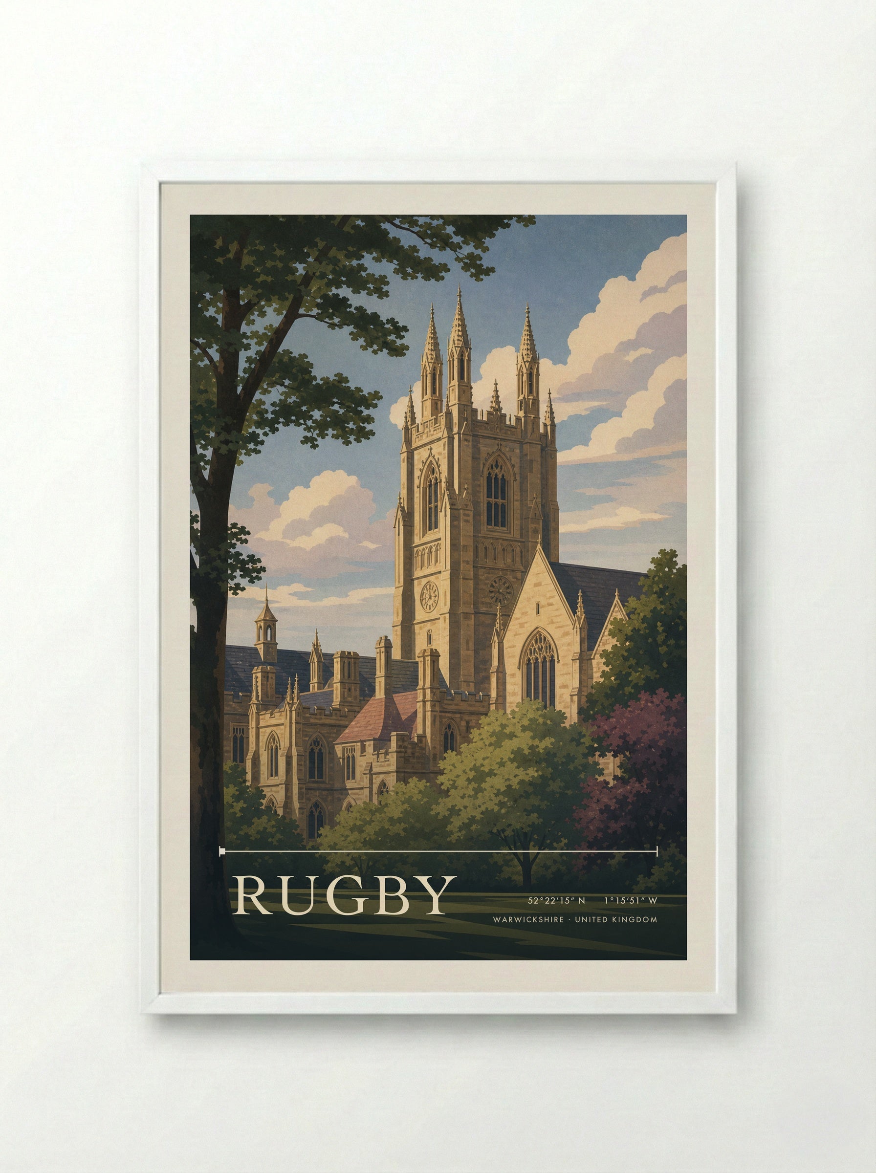 Rugby Warwickshire United Kingdom Travel Poster - Framed Print White