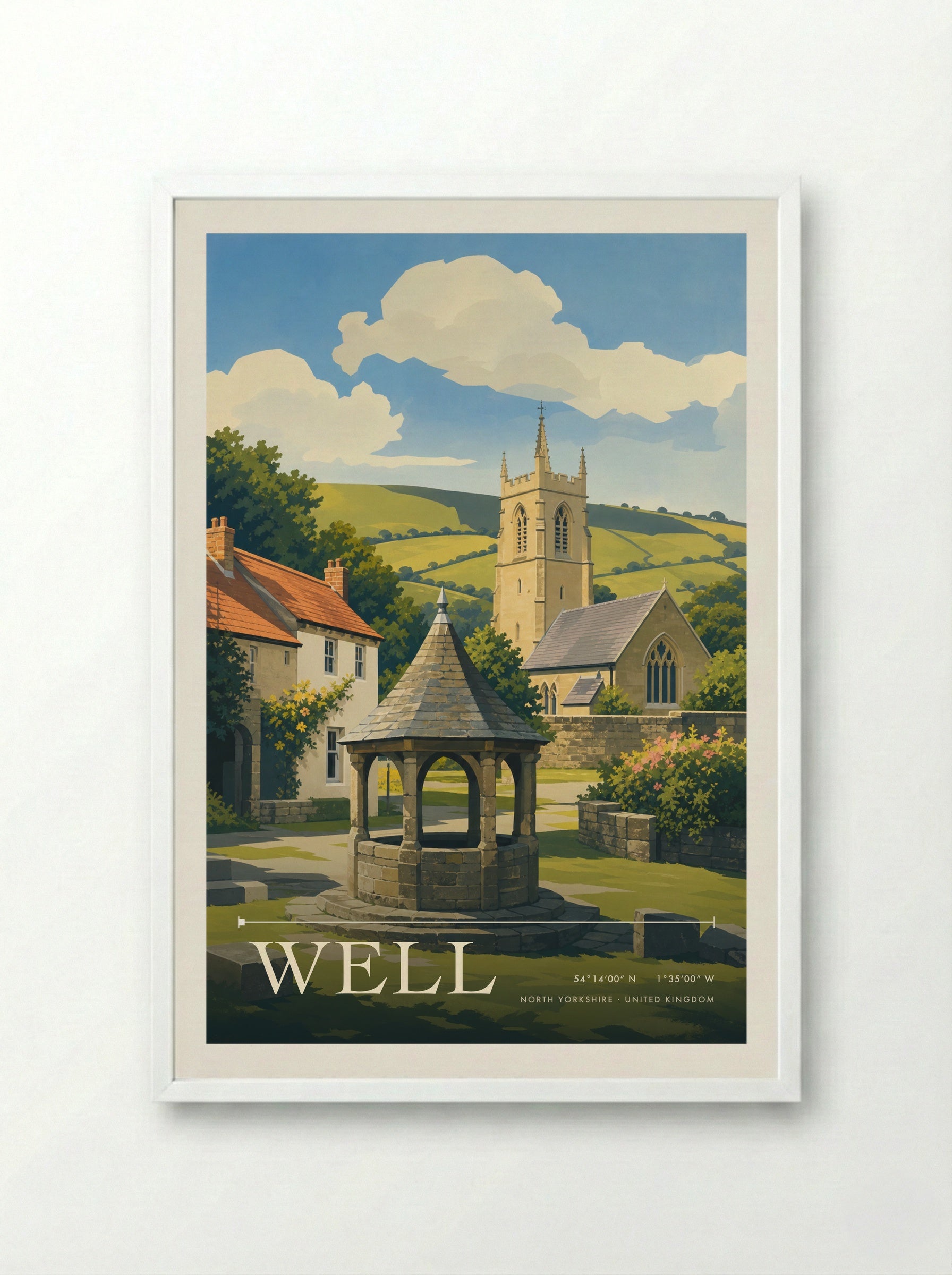 Well North Yorkshire United Kingdom Travel Poster - Framed Print White