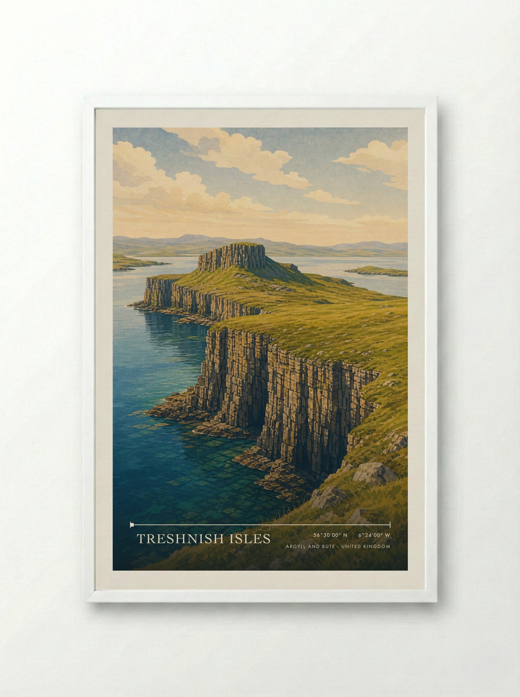 Treshnish Isles Argyll and Bute United Kingdom Travel Poster - Framed Print White