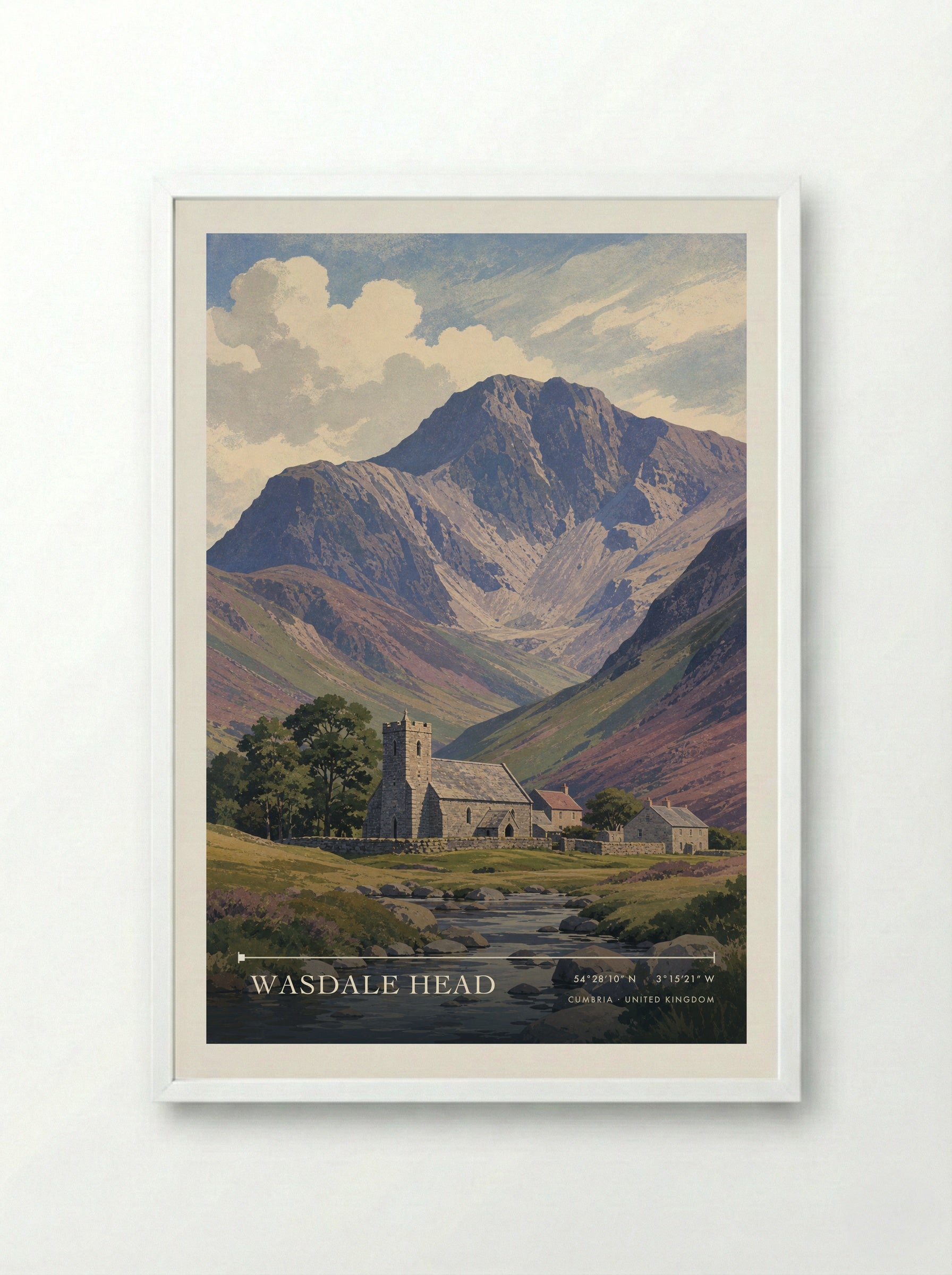 Wasdale Head Cumbria United Kingdom Travel Poster - Framed Print White