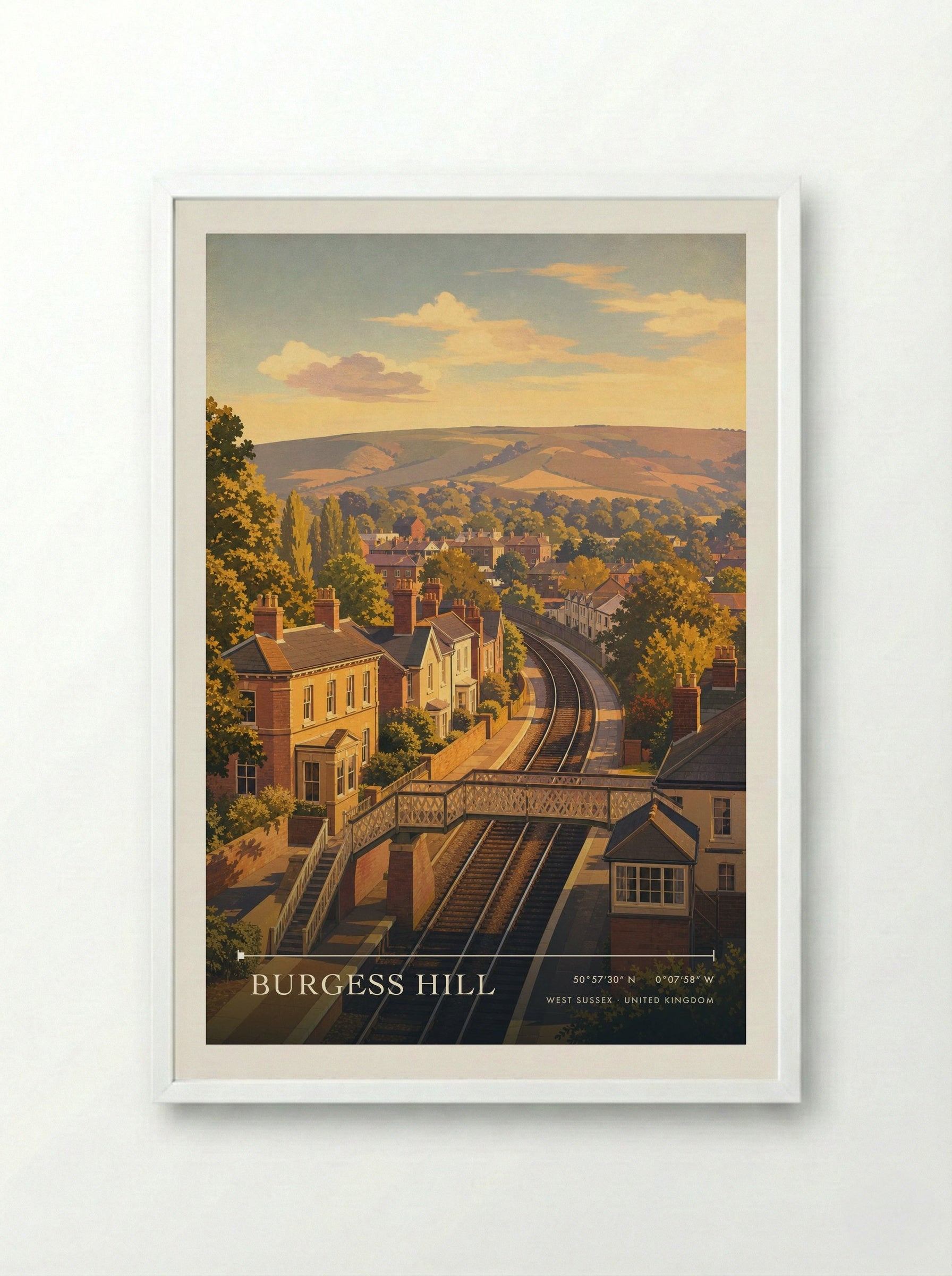Burgess Hill West Sussex United Kingdom Travel Poster - Framed Print White