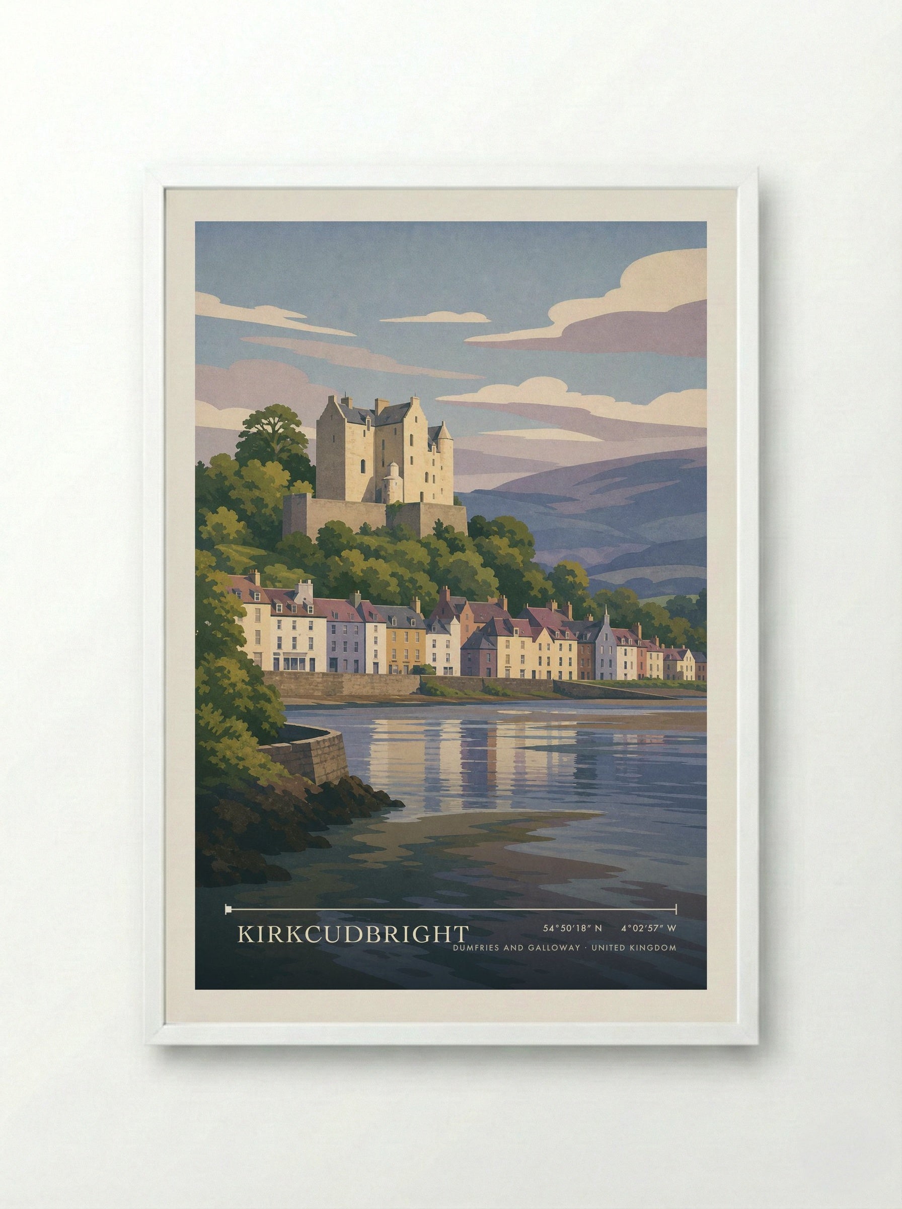 Kirkcudbright Dumfries and Galloway United Kingdom Travel Poster - Framed Print White
