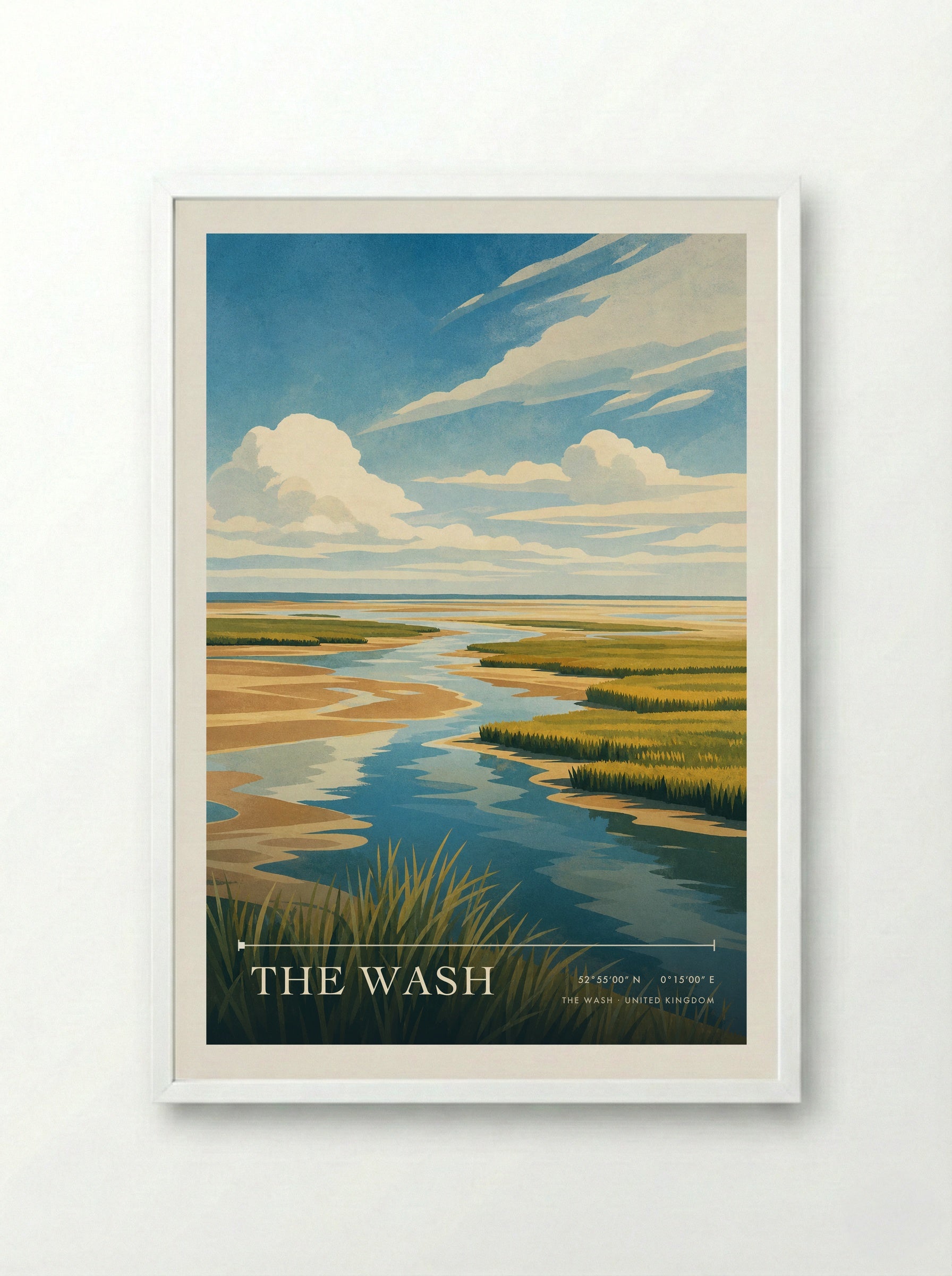 The Wash United Kingdom Travel Poster - Framed Print White