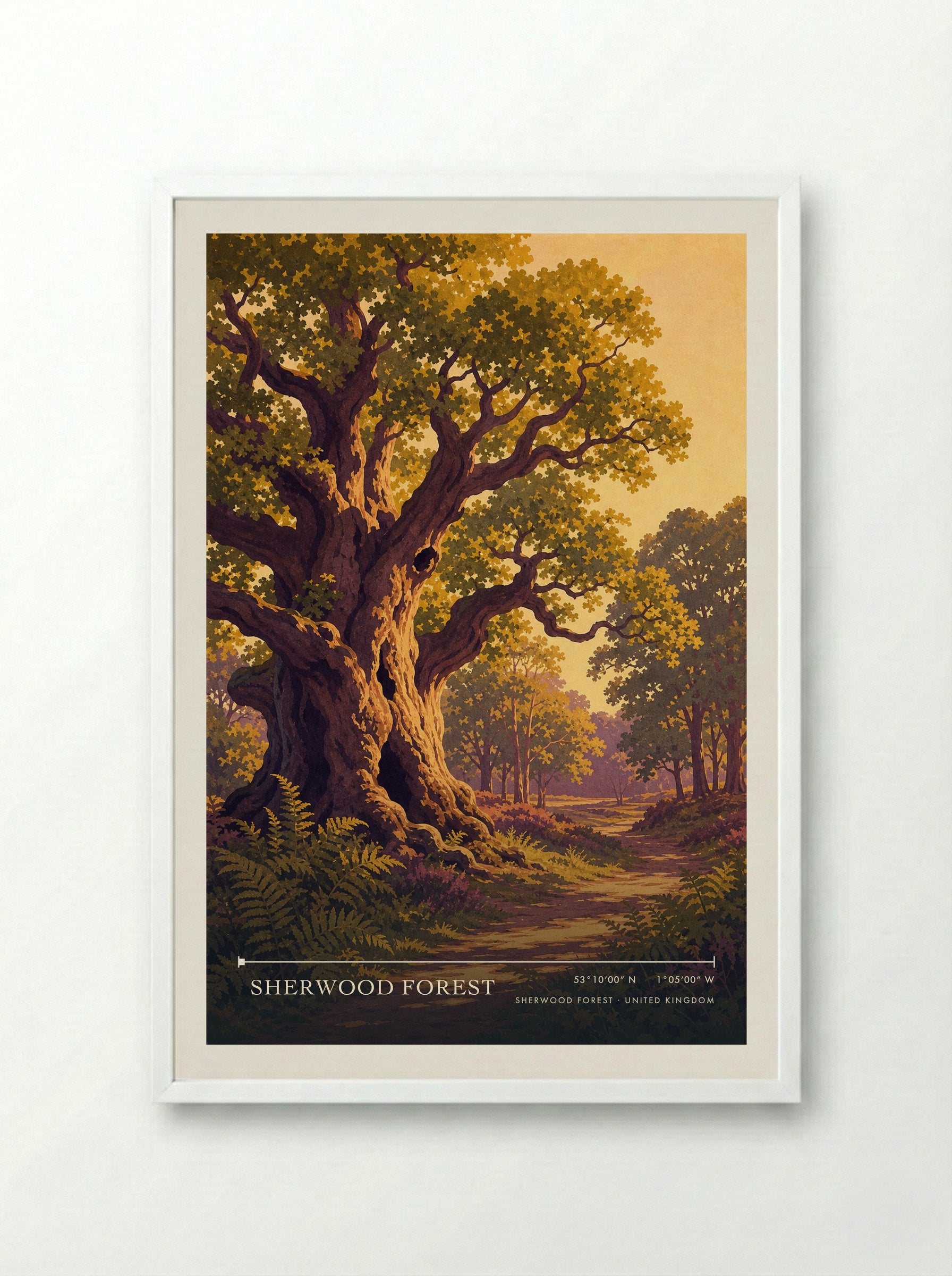 Sherwood Forest United Kingdom Travel Poster - Framed Print White