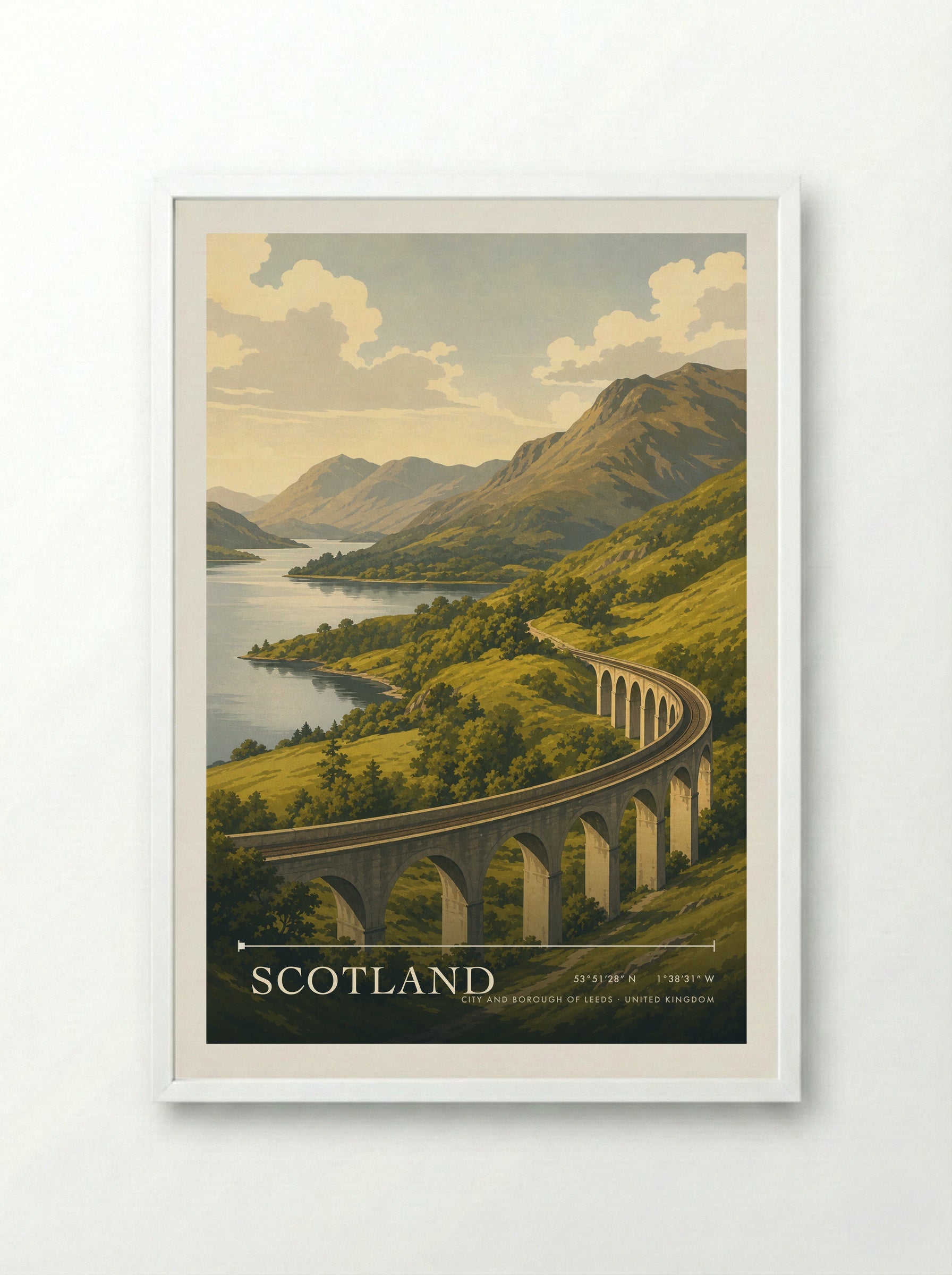 Scotland City and Borough of Leeds United Kingdom Travel Poster - Framed Print White