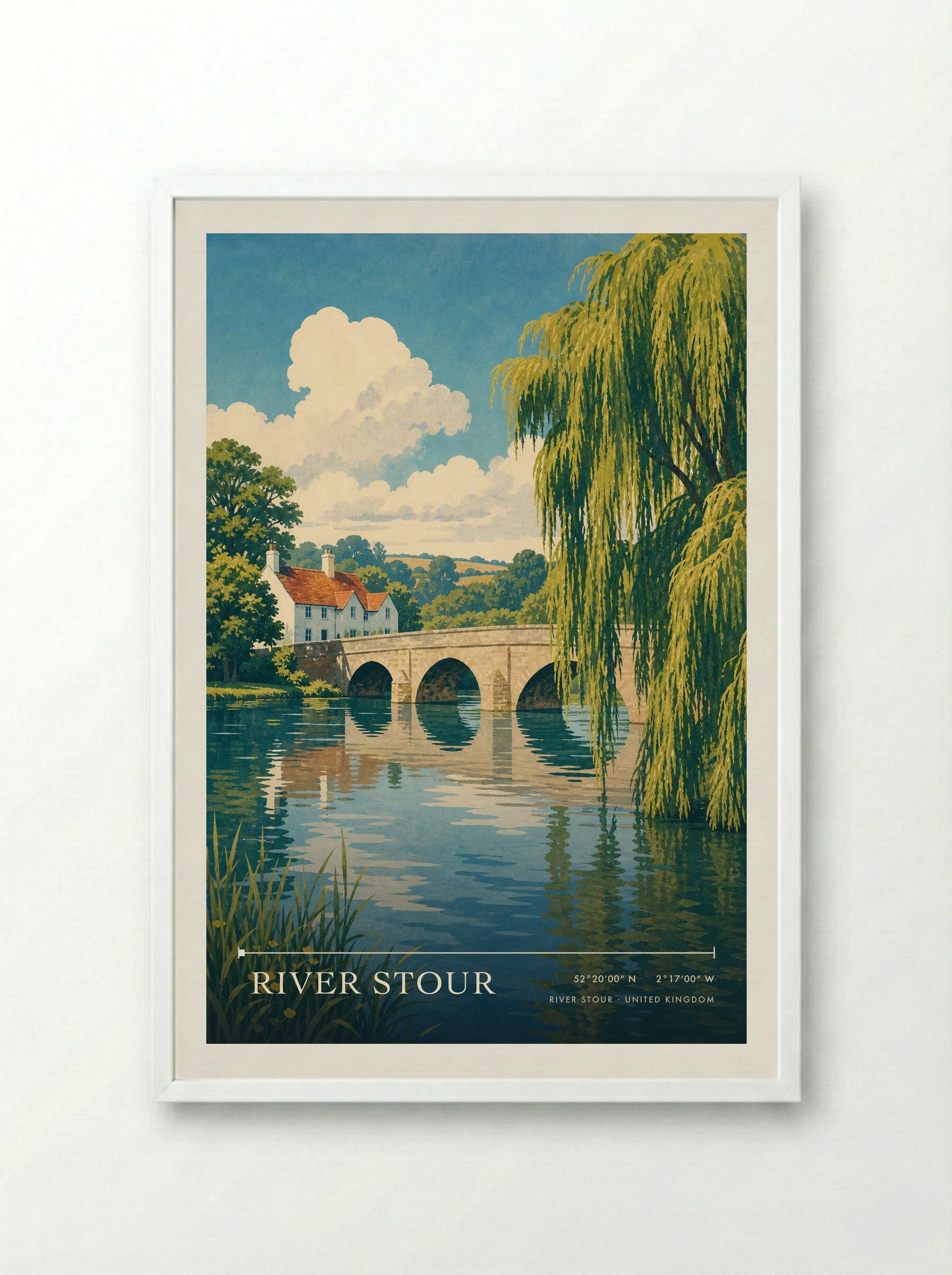 River Stour United Kingdom Travel Poster - Framed Print White