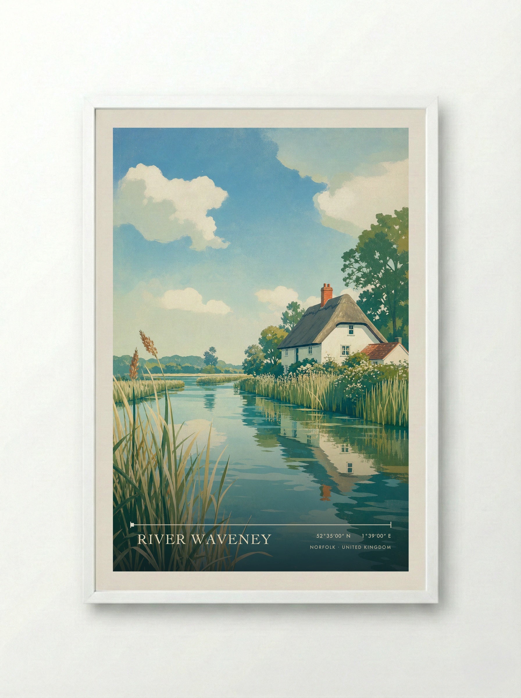 River Waveney Norfolk United Kingdom Travel Poster - Framed Print White
