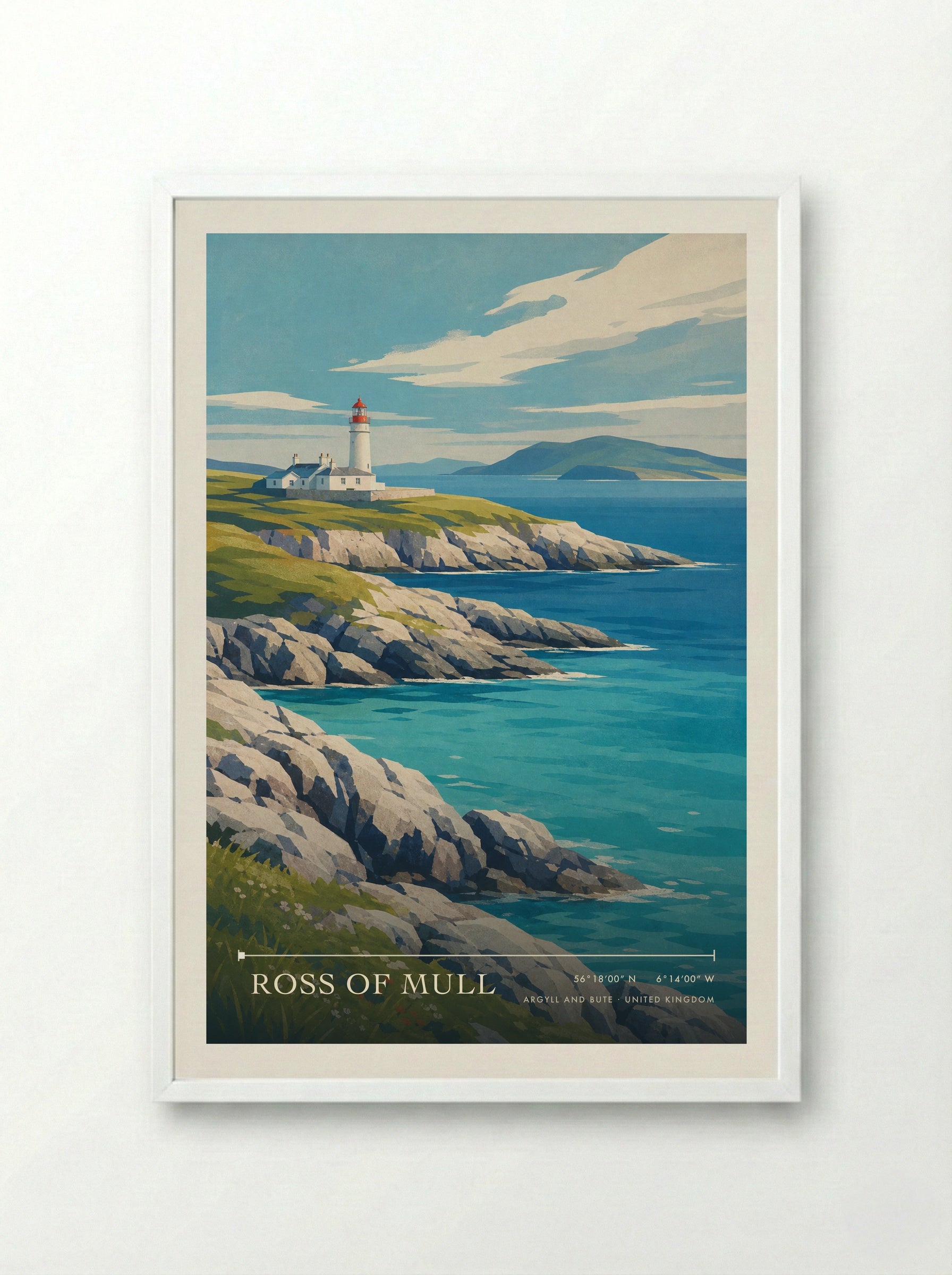 Ross of Mull Argyll and Bute United Kingdom Travel Poster - Framed Print White